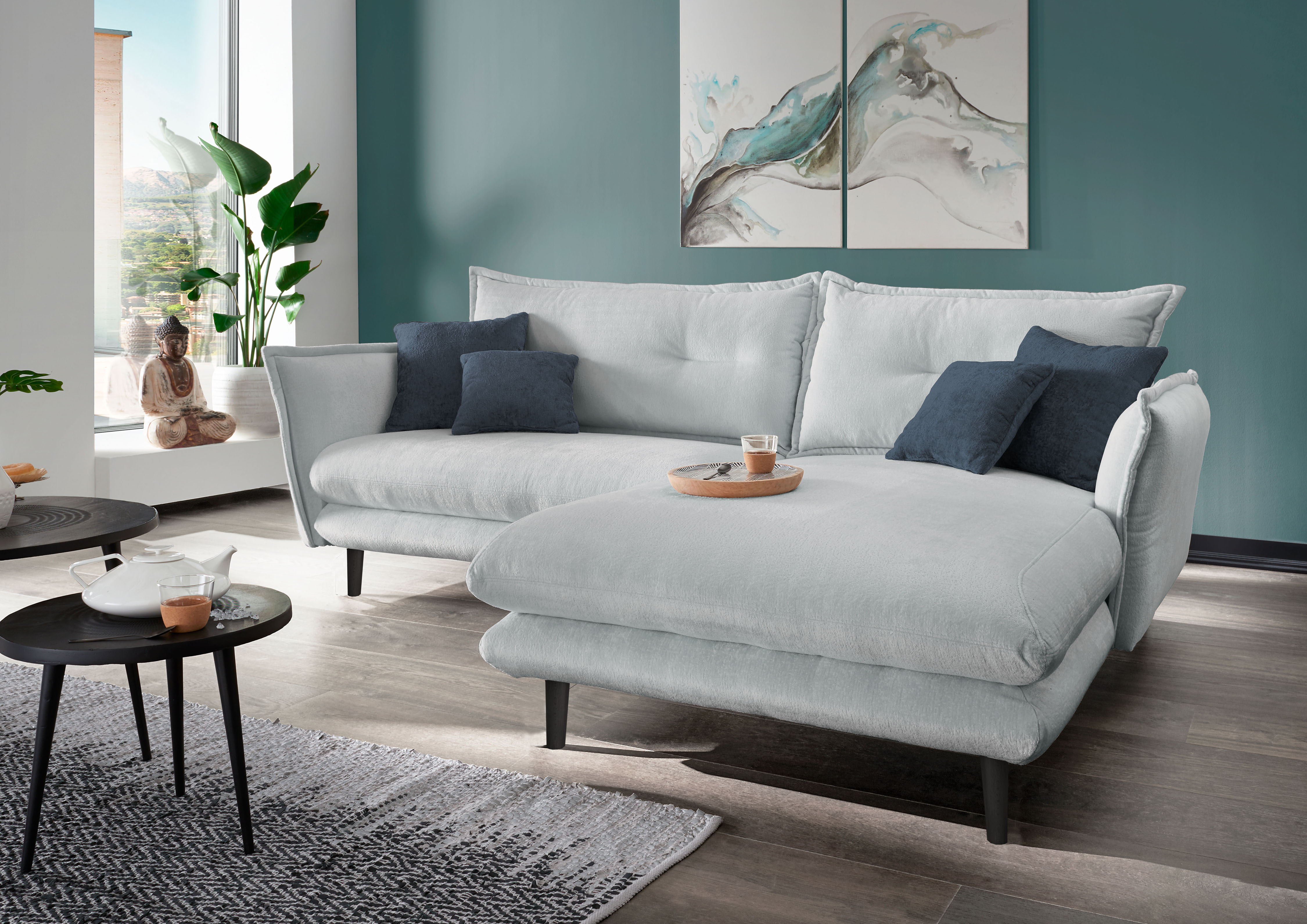 Home affaire Ecksofa "Levke, 255 x 180 cm, modern und bequem" Webstoff, L-Form, inkl. Rücken- und Zierkissen