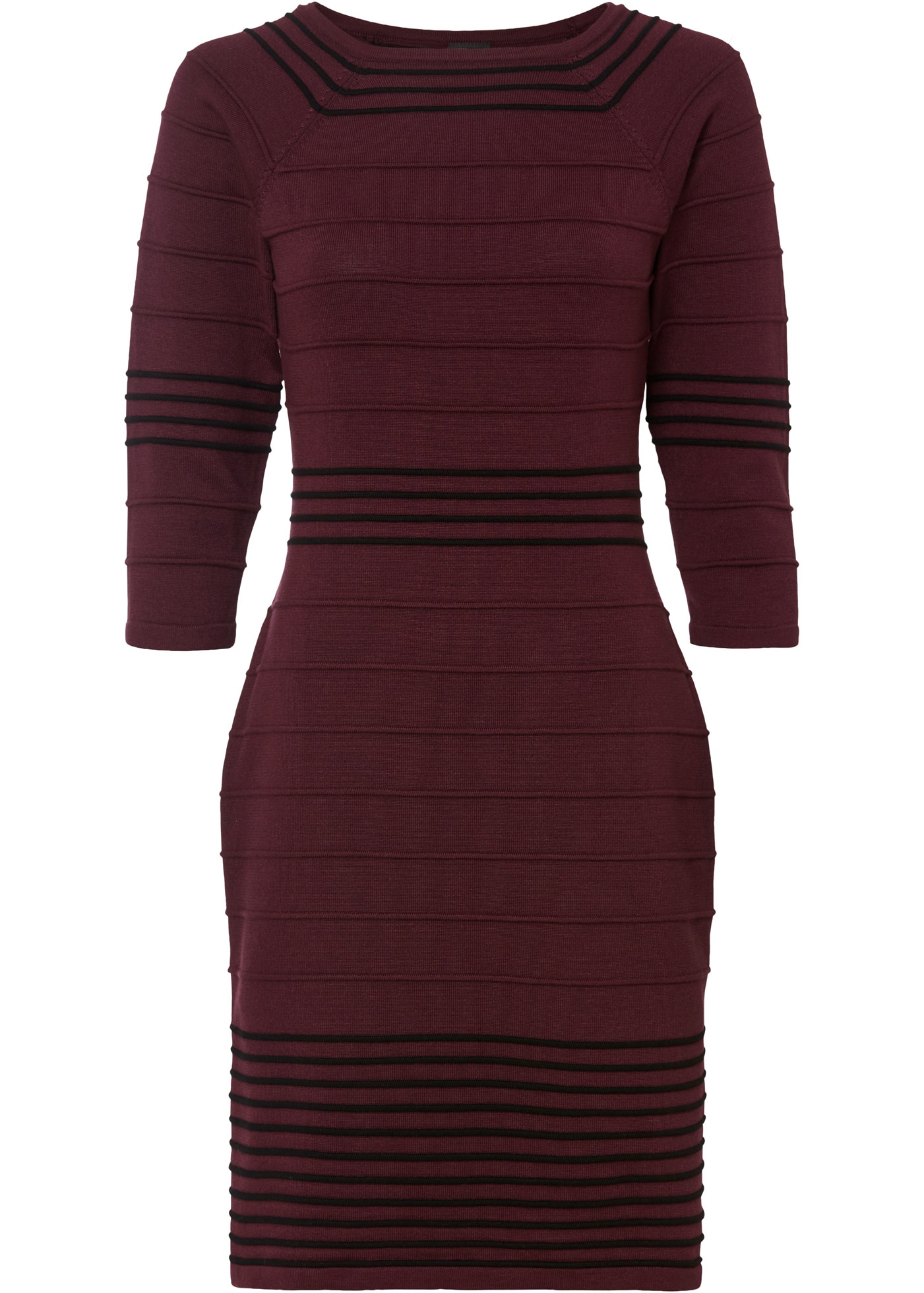 bonprix Strickkleid »Strickkleid aus fließendem Viskose-Mix« für femininen Look, aus Viskose-Mix, mit 3/4-Ärmeln, Slim Fit