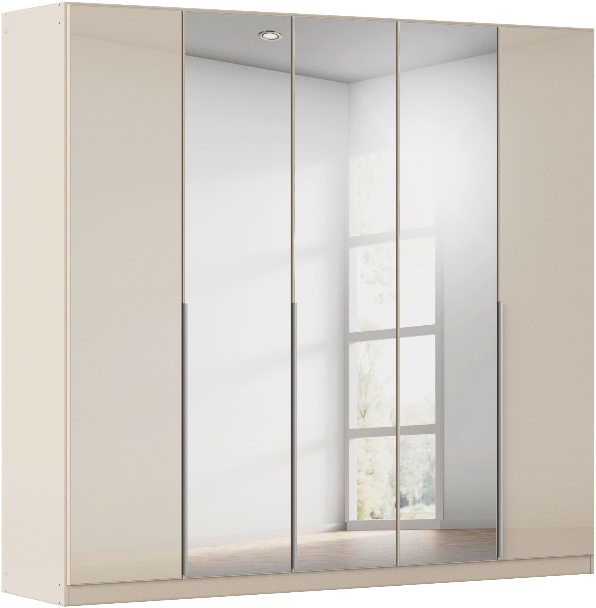 OTTO home Drehtürenschrank "Kleiderschrank Schrank Garderobe AGORDO mit Glasfront und Spiegel" in zwei Griff-Farben, Breiten 91-405 cm, durchdachte Innenausstattung, in 8 Breiten und 2 Höhen MADE IN GERMANY