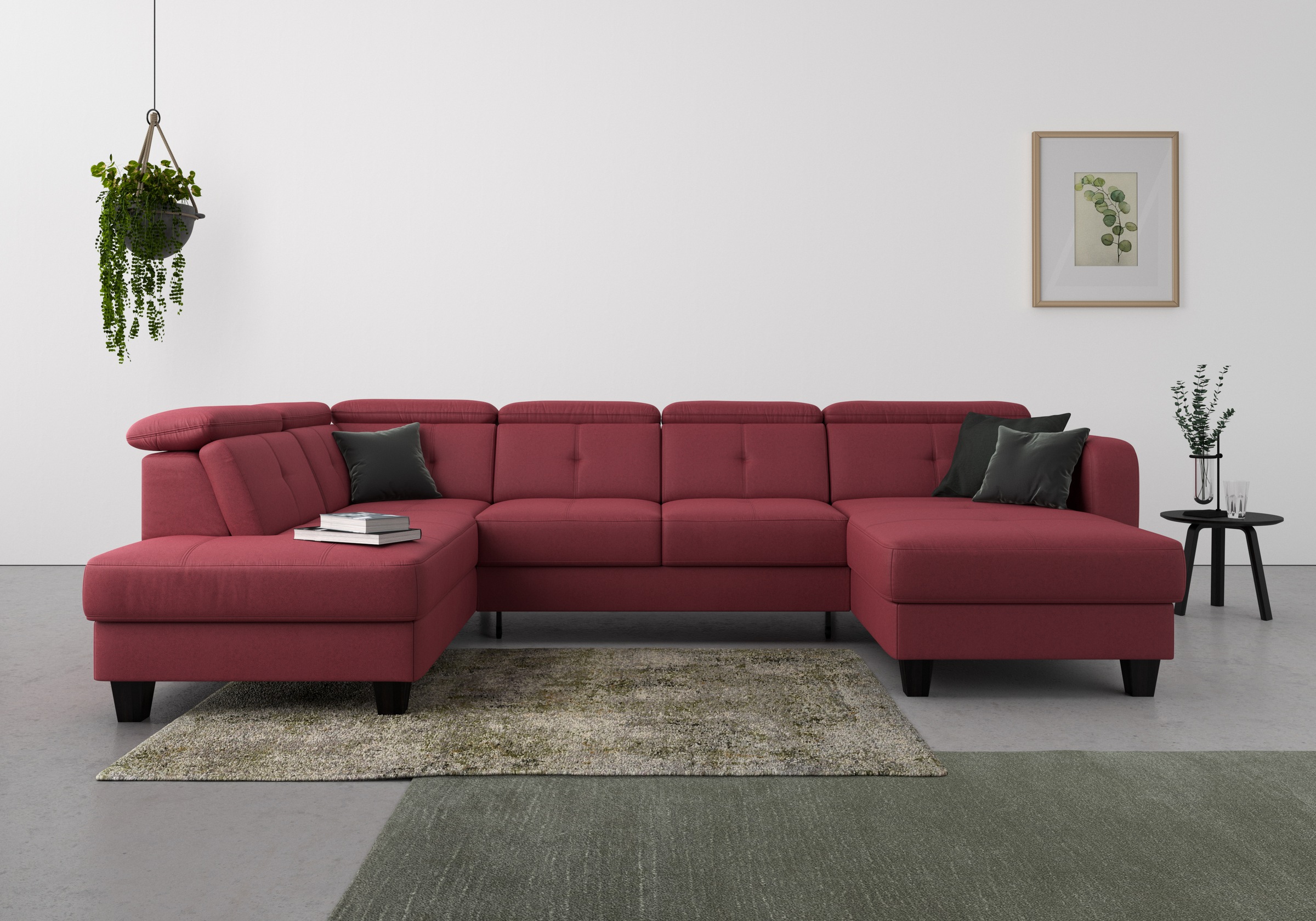 sit&more Wohnlandschaft "Belluci U-Form" Kopfteilverstellung und Federkern, wahlweise mit Schlaffunktion