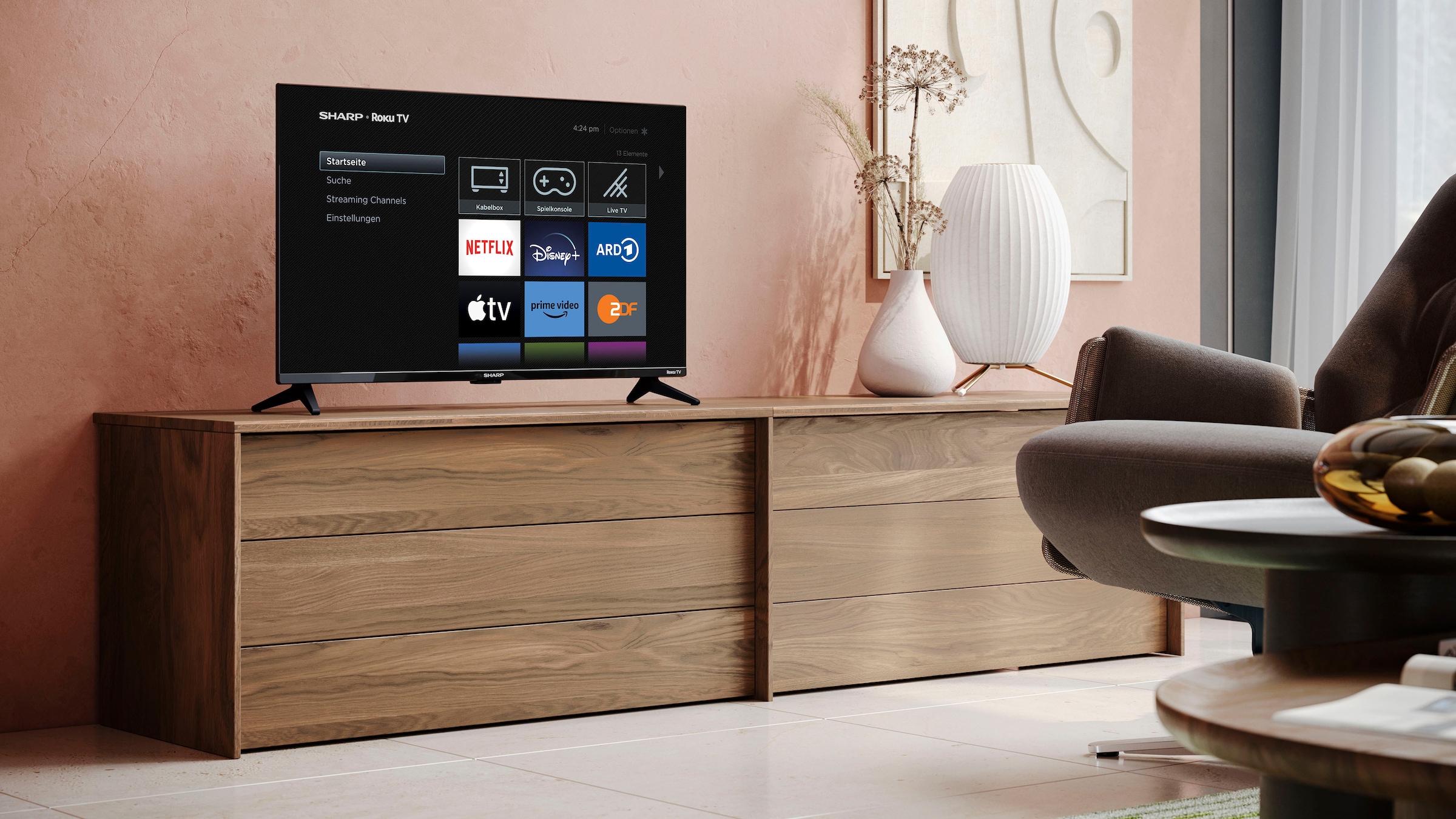 Sharp LED-Fernseher, 81 cm/32 Zoll, HD-ready, Smart-TV, Roku TV nur in Deutschland verfügbar, Rahmenlos, HDR10, Dolby Digital