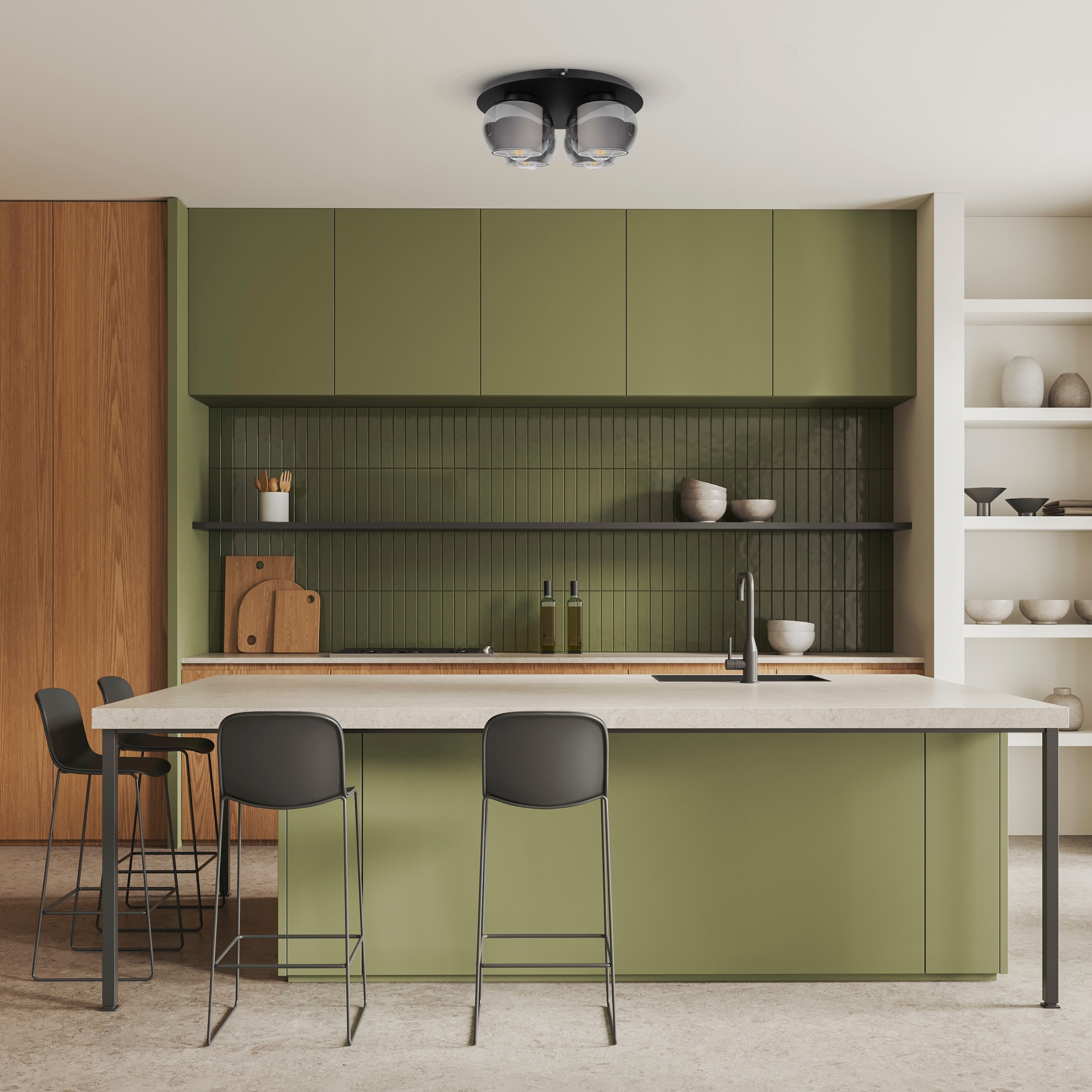 OTTO home Deckenleuchte »Tanissa mit Doppelschirm« E27 1 Stk. Deckenlampe rund Rauchglas, innen Stoffschirm, E27, Glasschirm, Textil