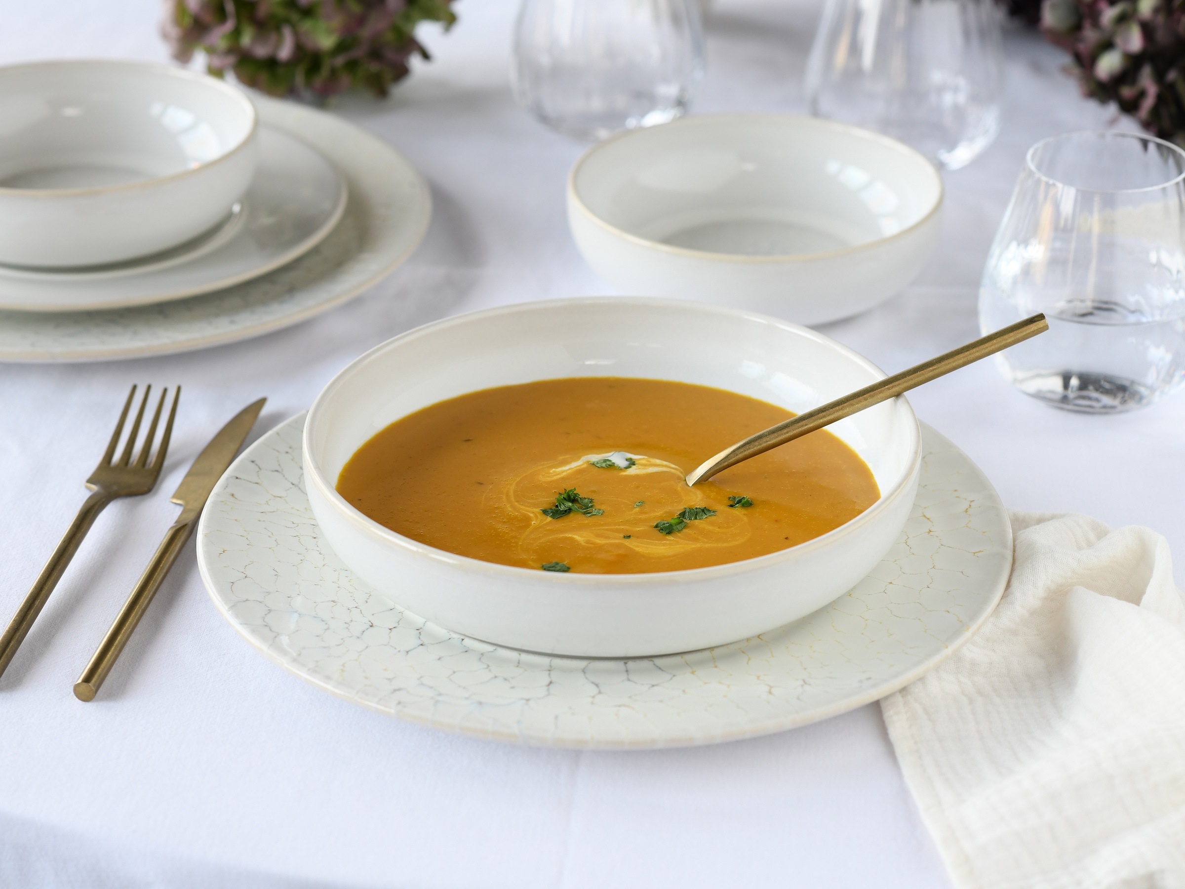 CreaTable Teller-Set »Unico, Tellerset 16-tlg.« Eleganter Flair, Breite Fahne, Edel