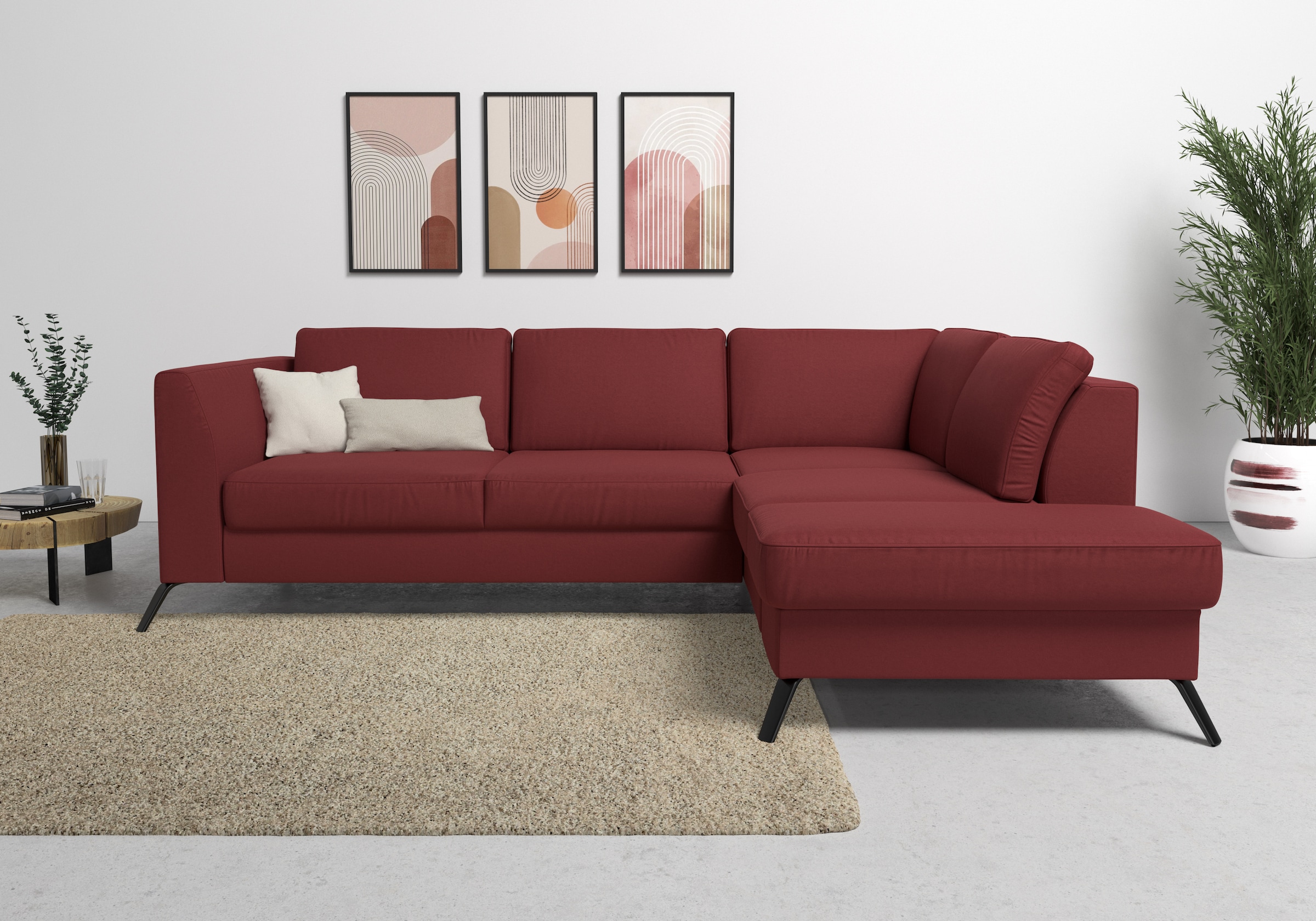 sit&more Ecksofa "Olsen L-Form" inklusive Sitztiefenverstellung, optional Schlaffunktion, 15cm hoch