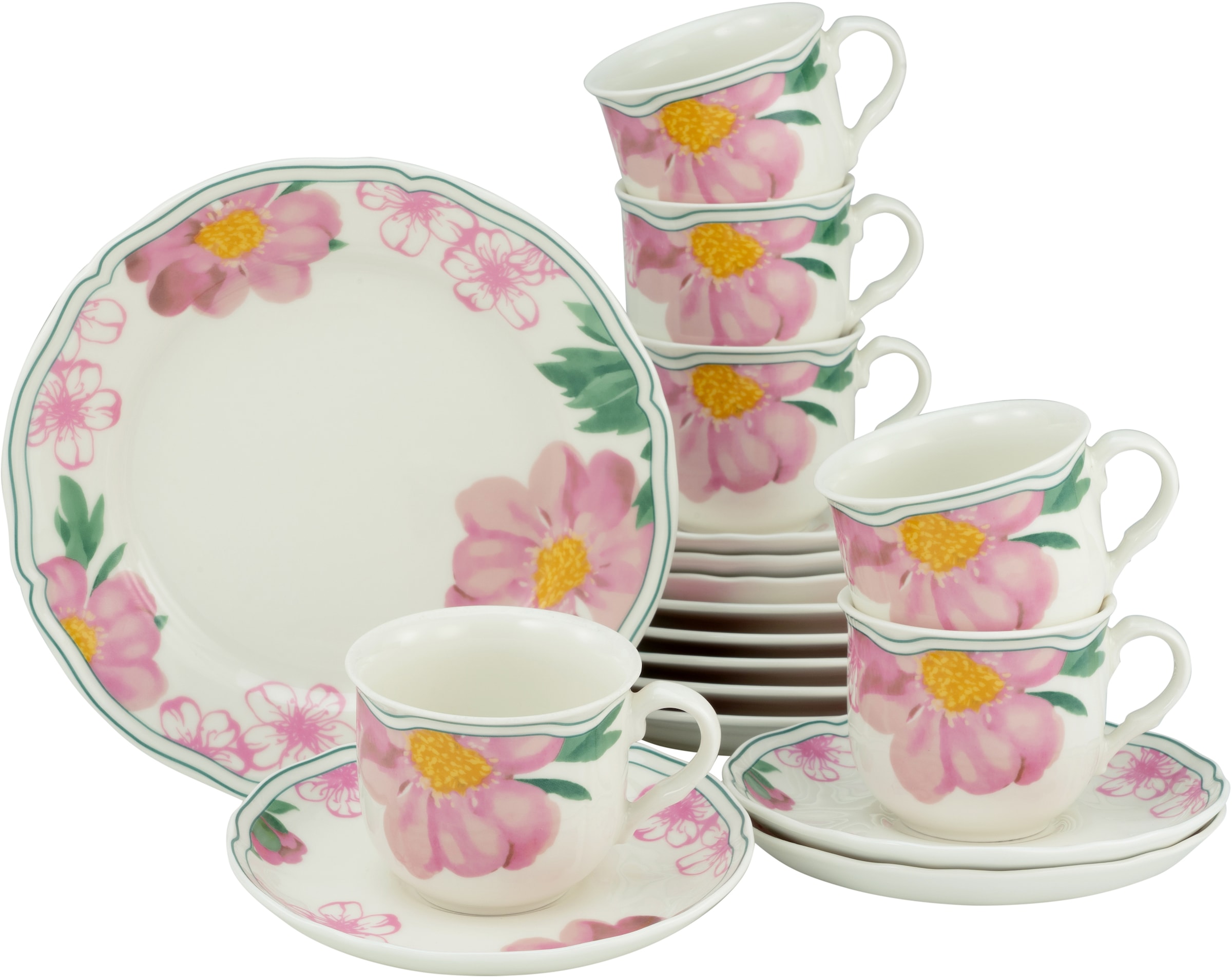 Kaffeeservice »Geschirr-Set Rose«, (Set, 18 tlg., Kaffeegeschirr für 6 Personen),...