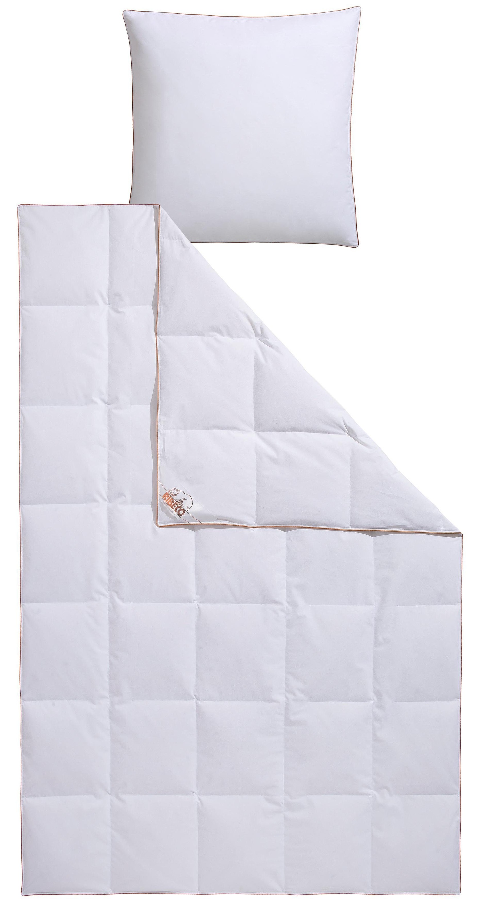 RIBECO Gänsedaunenbettdecke + Kopfkissen "Kalle" pflegeleicht günstig online kaufen