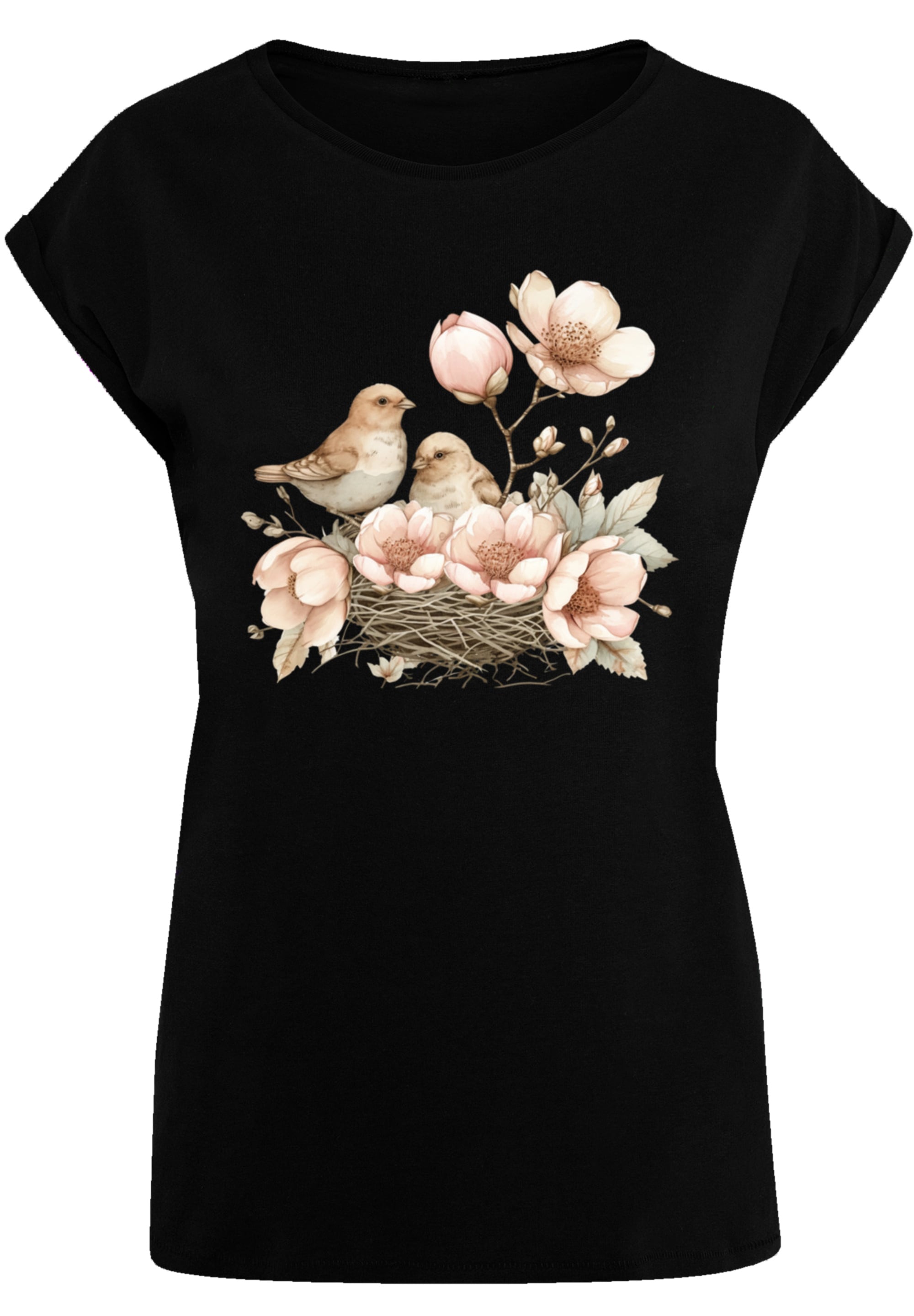 F4NT4STIC T-Shirt »Vogelnest Blumen«, Premium Qualität