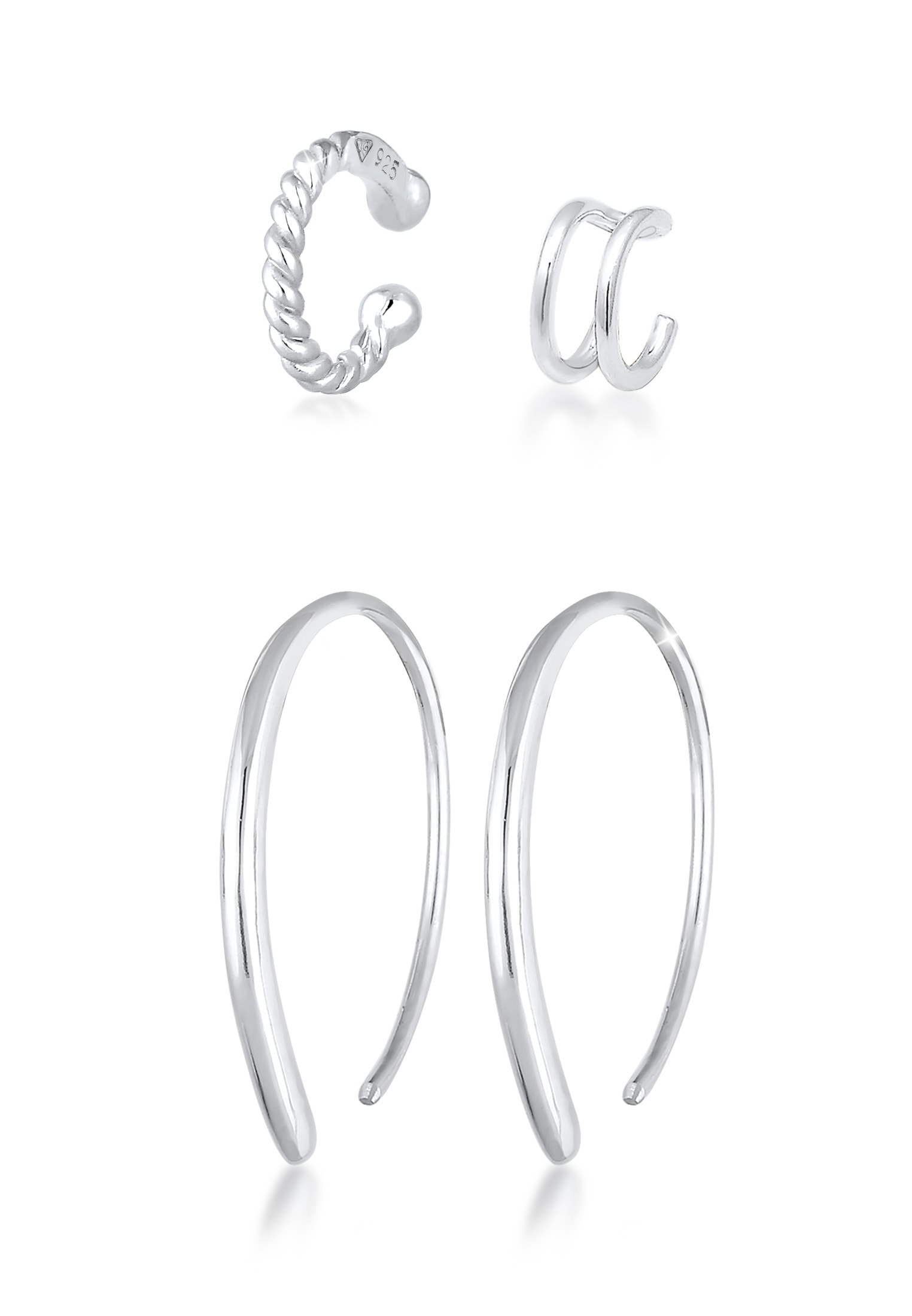 925 Elli »Basic kaufen | Creolen Ohrring-Set Trend BAUR Earcuff Blogger online Silber« Set