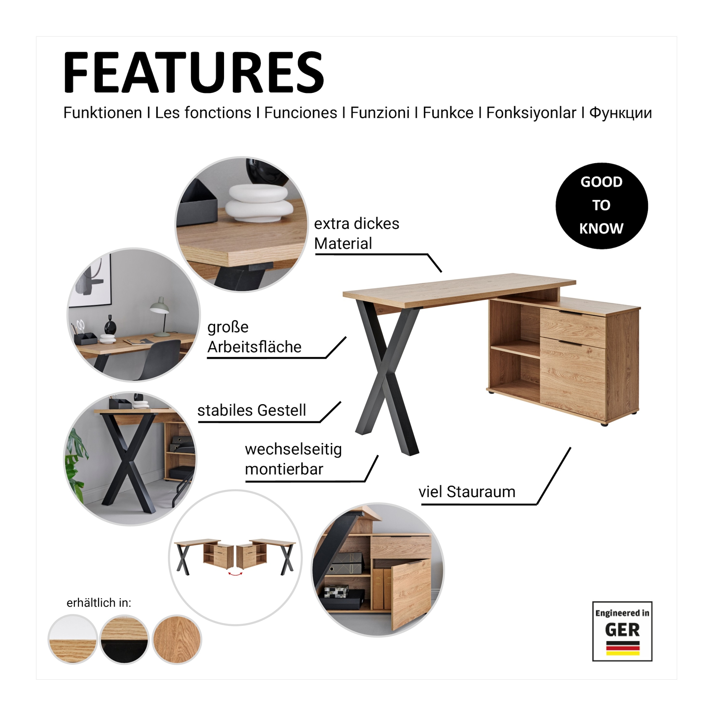 Jahnke Eckschreibtisch »X-CLUB C 40 E« 1 Stk. tlg. wechselseitig montierbar, X-Gestell