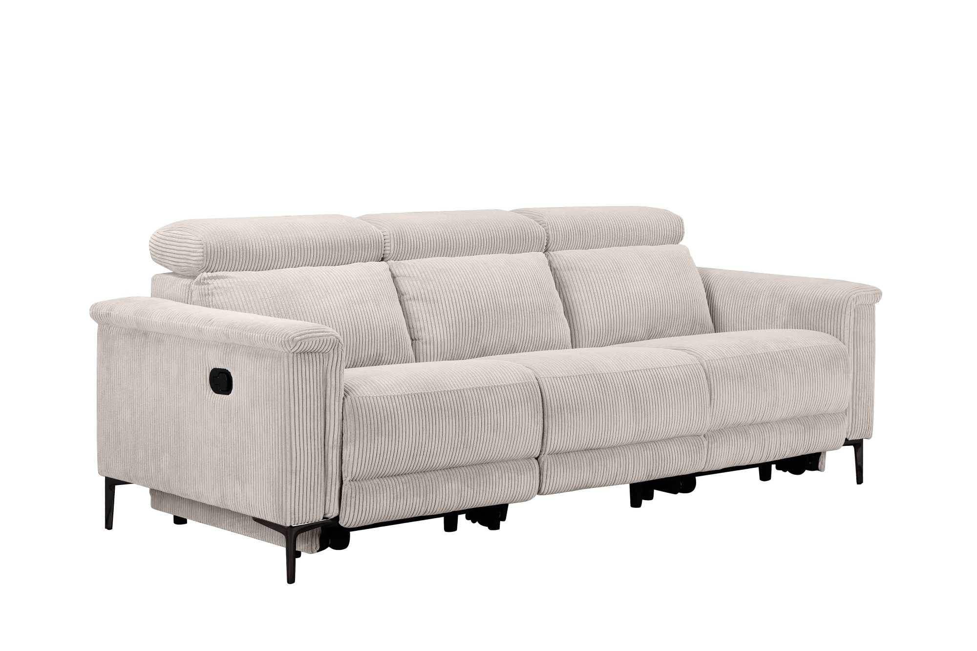 Places of Style 3-Sitzer »Lund Cord, mit manueller o. elektrischer Relaxfunktion in 2 Sitzen,«, USB-A, Kopfteilverstellung, Breite 222 cm