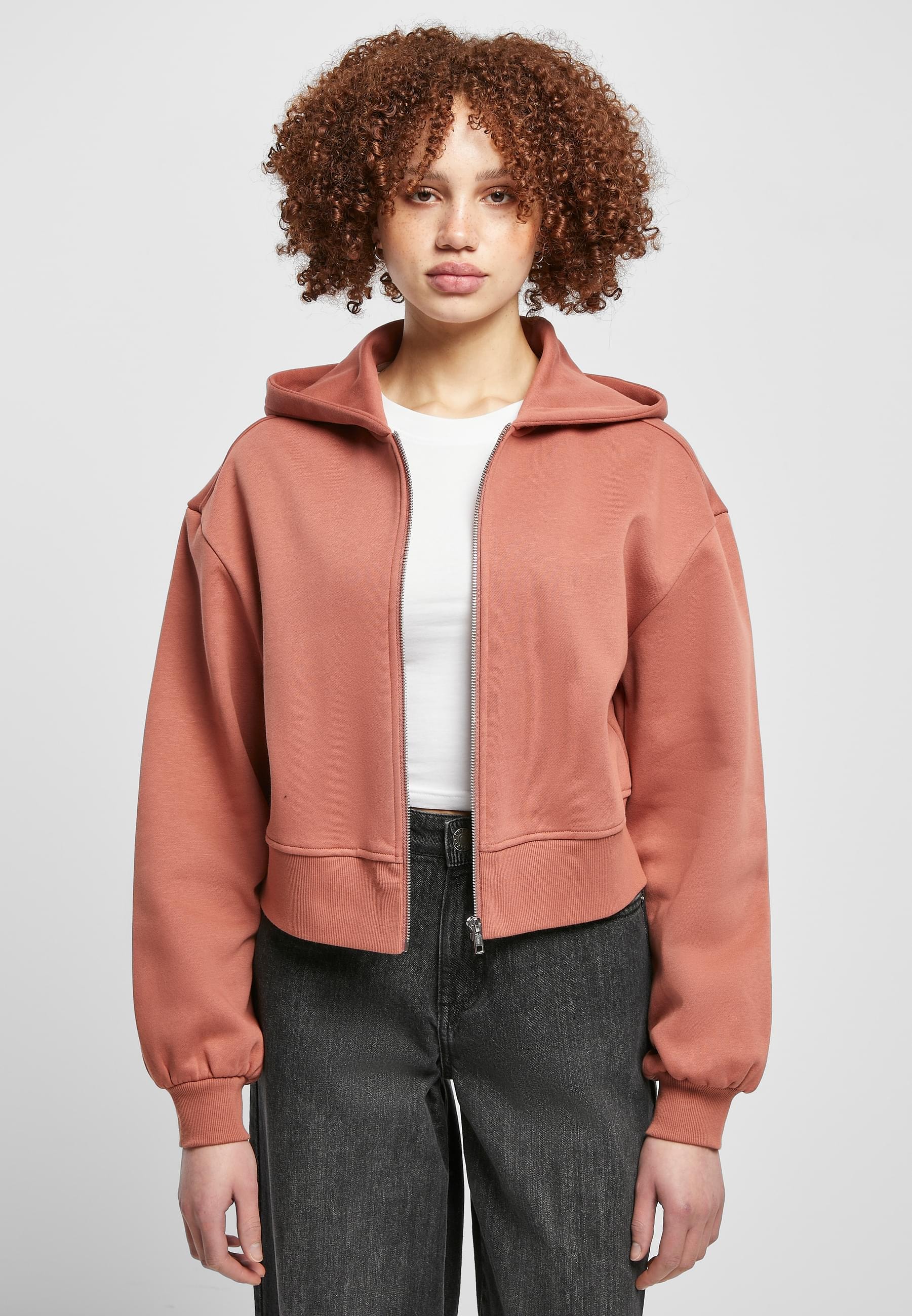 URBAN CLASSICS Sweatjacke »Urban Classics Damen Ladies Short Oversized Zip Jacket«, (1 tlg.)