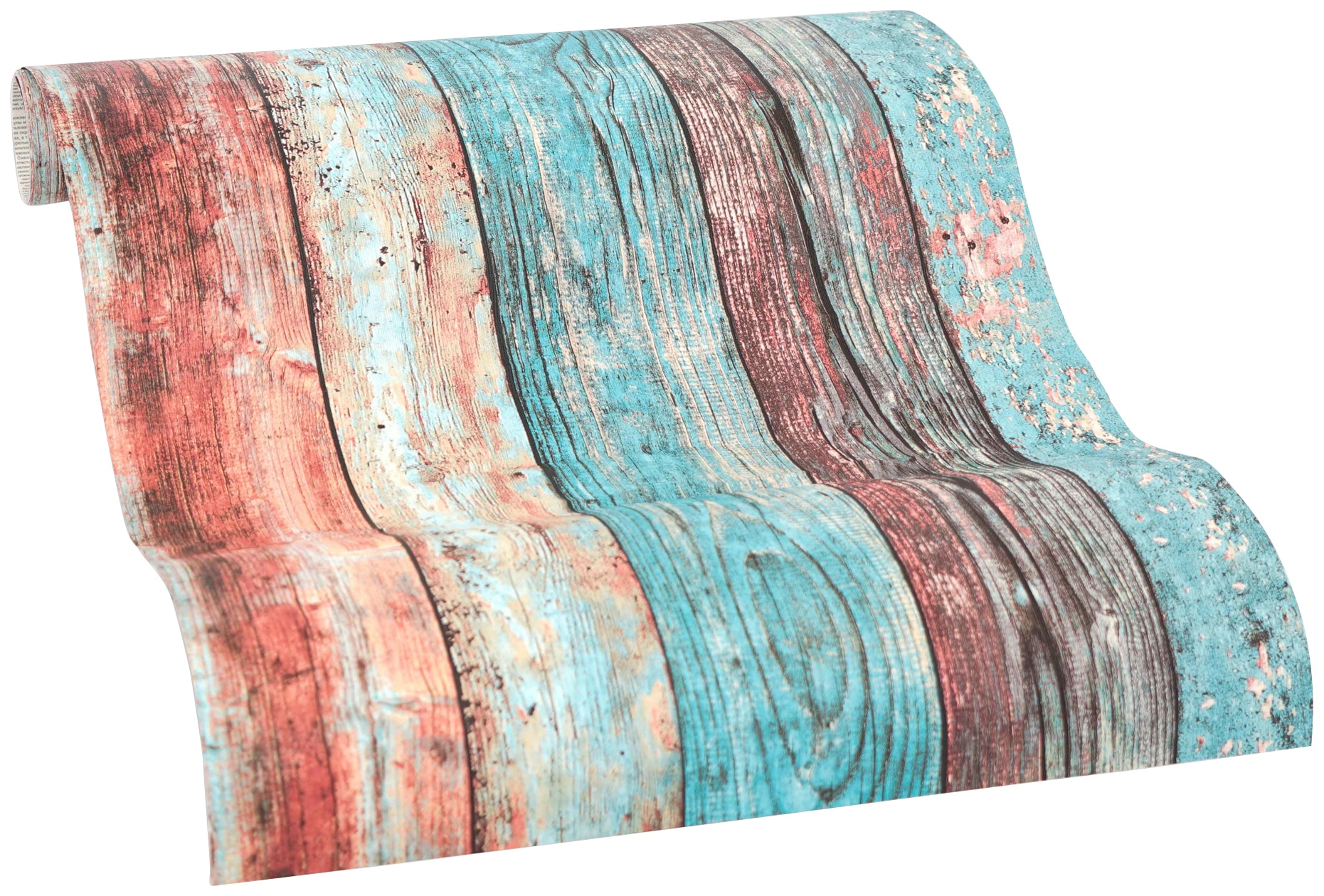 living walls Vinyltapete »Pop Up Panel 3D«, Holz, Holzoptik Tapete Selbstklebend Holz Panel Blau Rot 2,50 m x 0,52 m