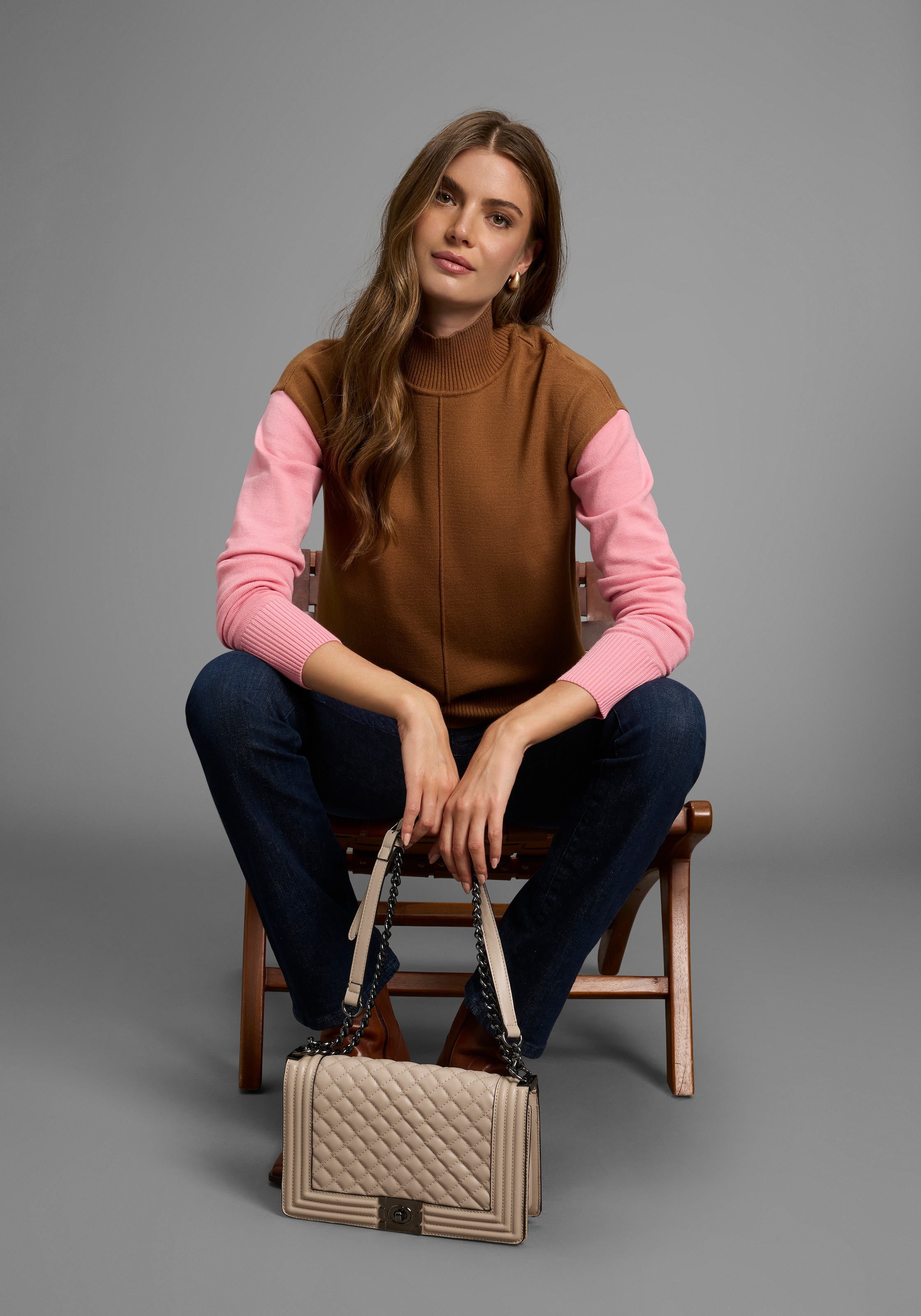 HECHTER PARIS Rollkragenpullover, mit Kontrastarm - NEUE KOLLEKTION
