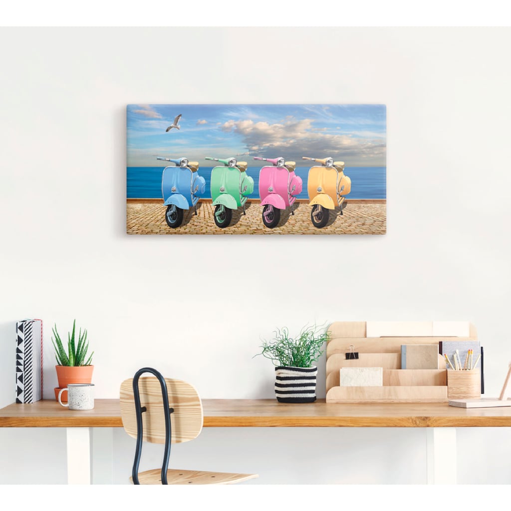 Artland Wandbild »Vespa-Roller in bunten Farben«, Motorräder & Roller, (1 St.), als Leinwandbild, Poster in verschied. Größen