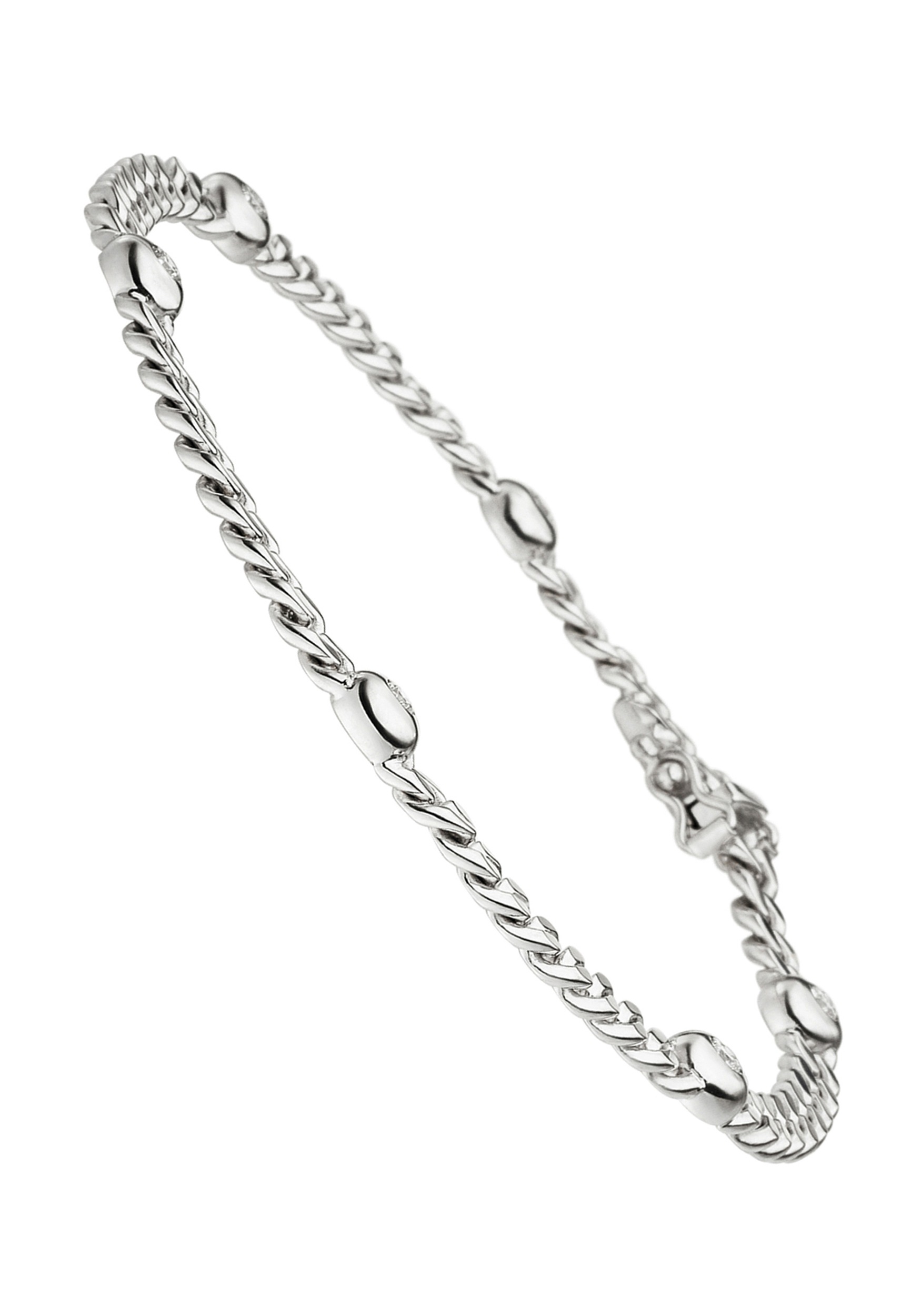 JOBO Armband »Weißgoldarmband 19 cm« 585 Weißgold mit 6 Diamanten
