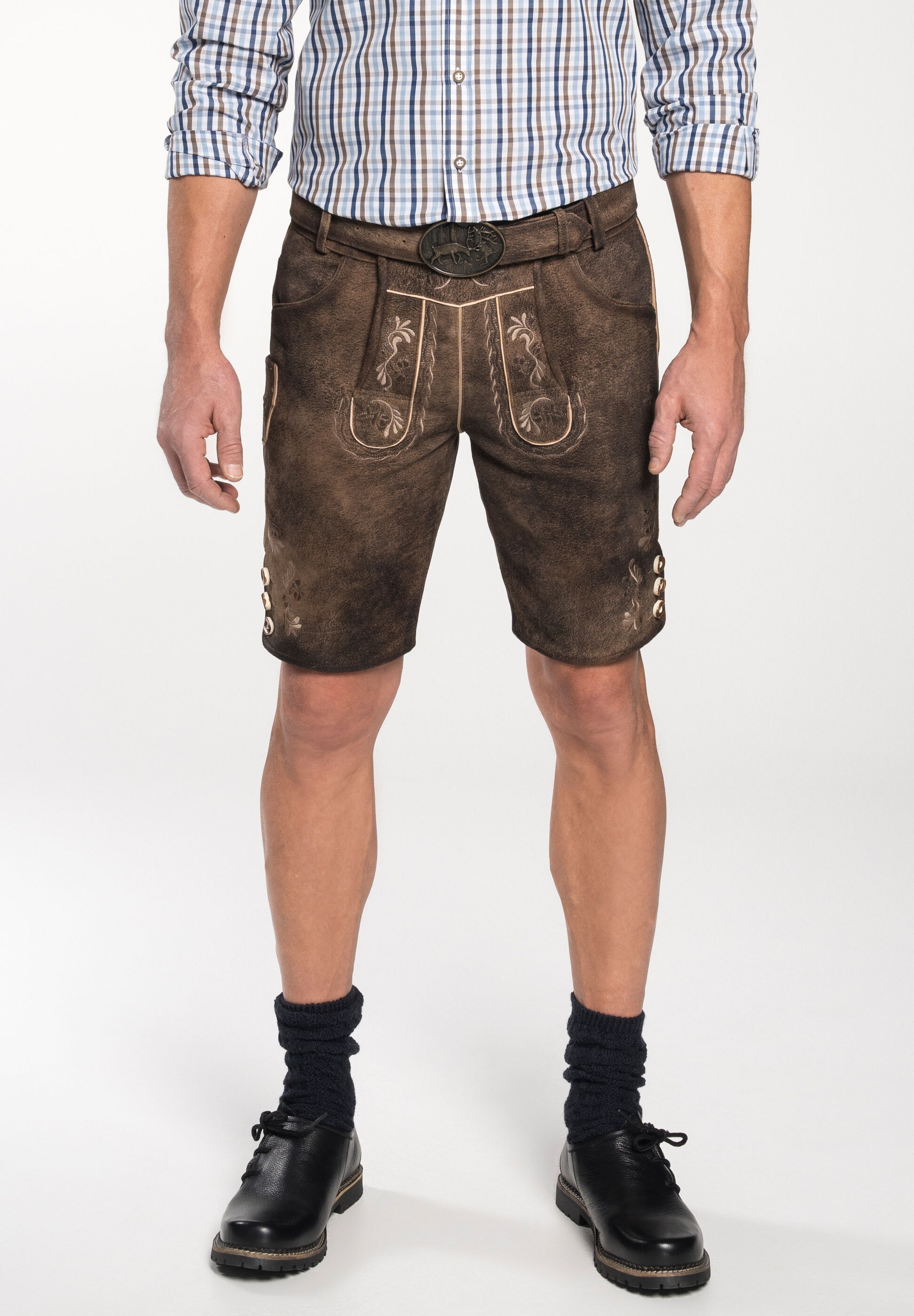 Spieth & Wensky Lederhose »Spieth & Wensky Lederhose Fredo«  Trachten Lederhose mit Gürtel und Hirschmotiv