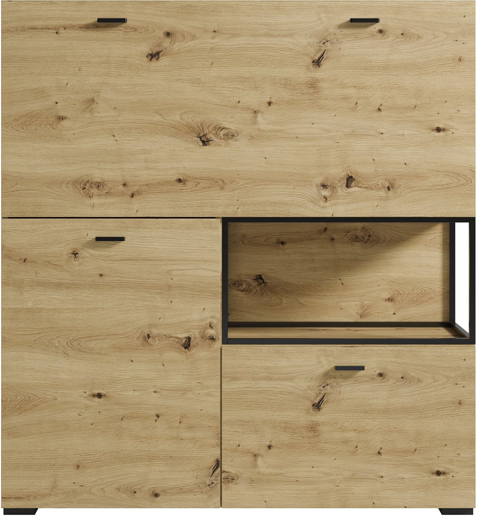 byLIVING Sekretär »FRAME« Artisan Eiche (Eiche-Optik)/schwarz, 1 Türen, 2 Klapptür, B 120 cm