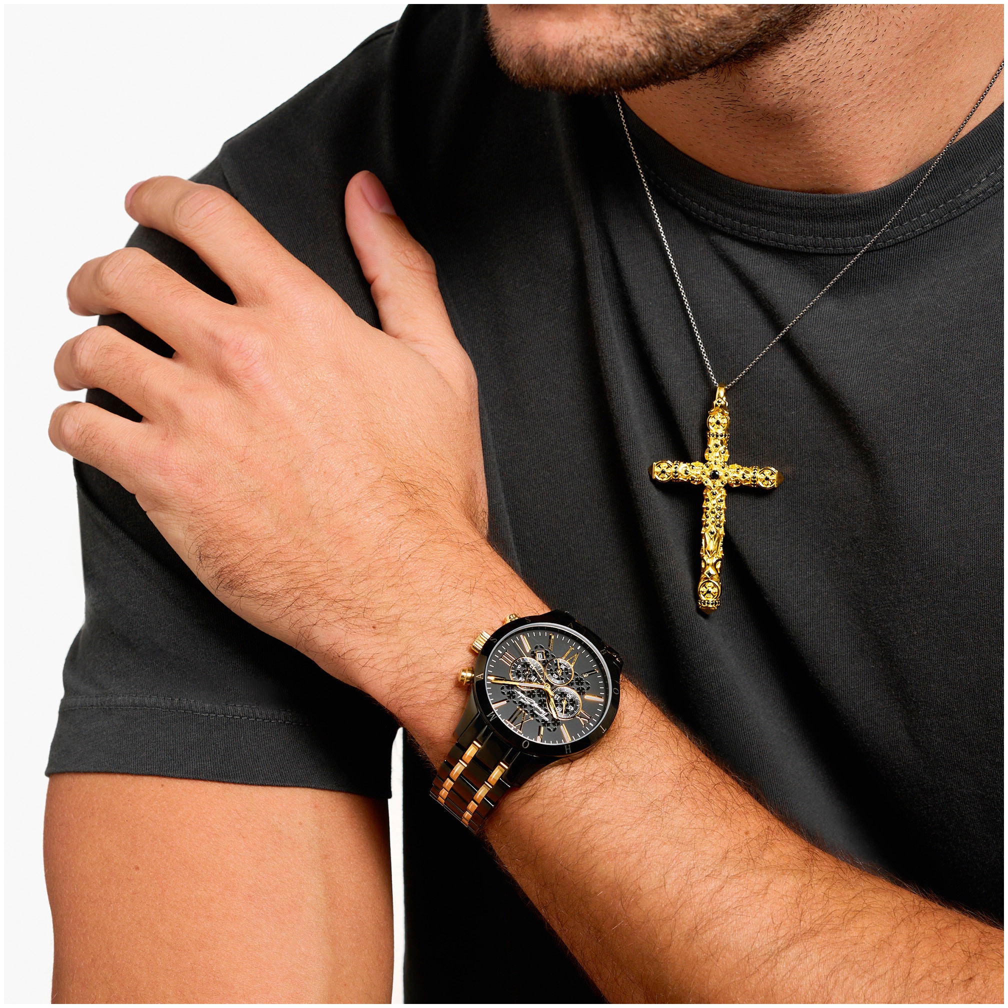 THOMAS SABO Chronograph »REBEL URBAN«, Quarzuhr, Armbanduhr, Herren, Datum, Stoppfunktion, 12/24-Std.-Anzeige