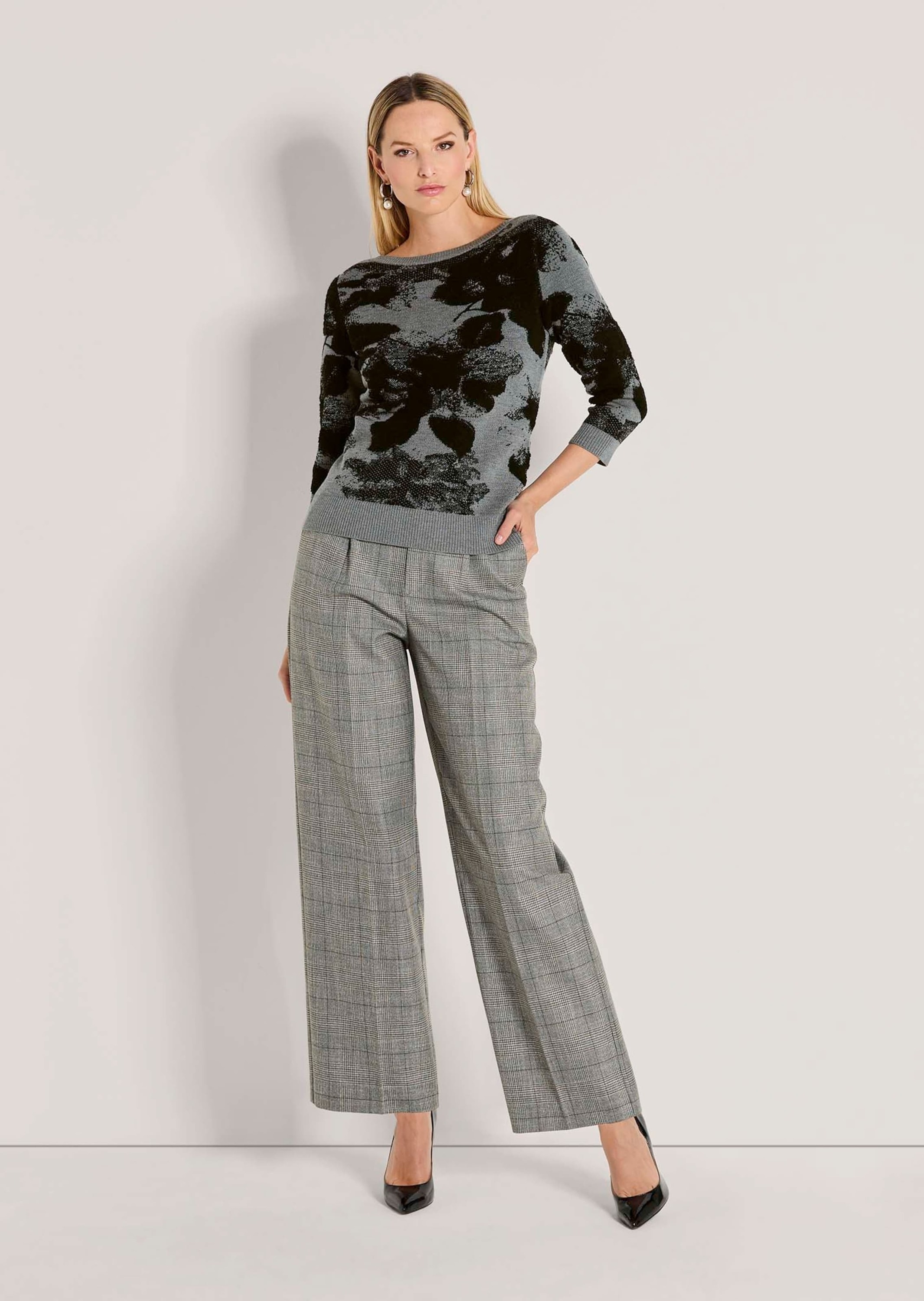 MADELEINE Longpullover "Stricktop Jacquardpullover mit Druck, Langarm" günstig online kaufen