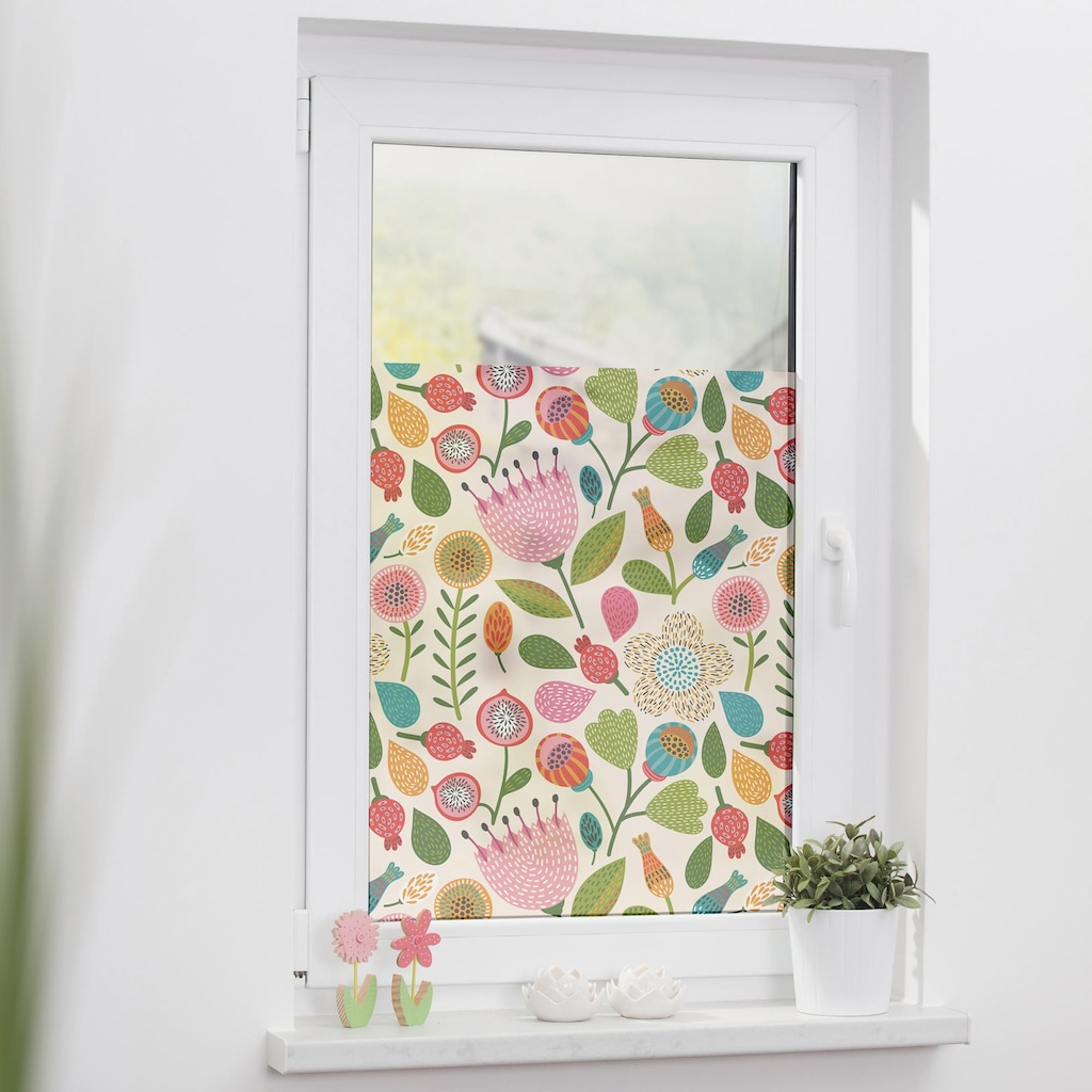 LICHTBLICK ORIGINAL Fensterfolie »Blumen«, 1 St., blickdicht, strukturiertKlebepunkte