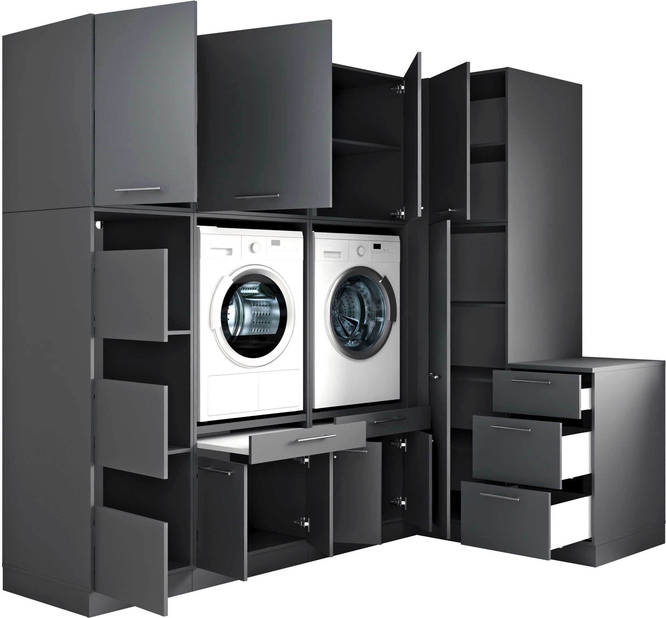 Laundreezy Mehrzweckschrank-Set »Laundreezy, 9-tlg. Mehrzweckschrank-Set B/H/T 253/238/68 cm« 9 Stk. tlg.