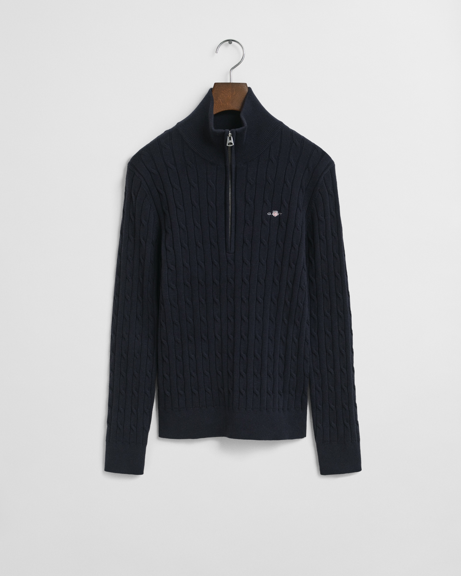 Gant Strickpullover "STRETCH COTTON CABLE HALF-ZIP", Mit Rundhalsausschnitt günstig online kaufen