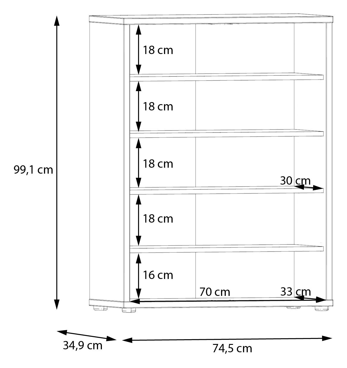 FORTE Schuhschrank »Alice Springs«, (B/H/T 74,5/99,1/34,9 cm), Stauraumschrank, Mehrzweckschrank, grifflose Front, Push to open