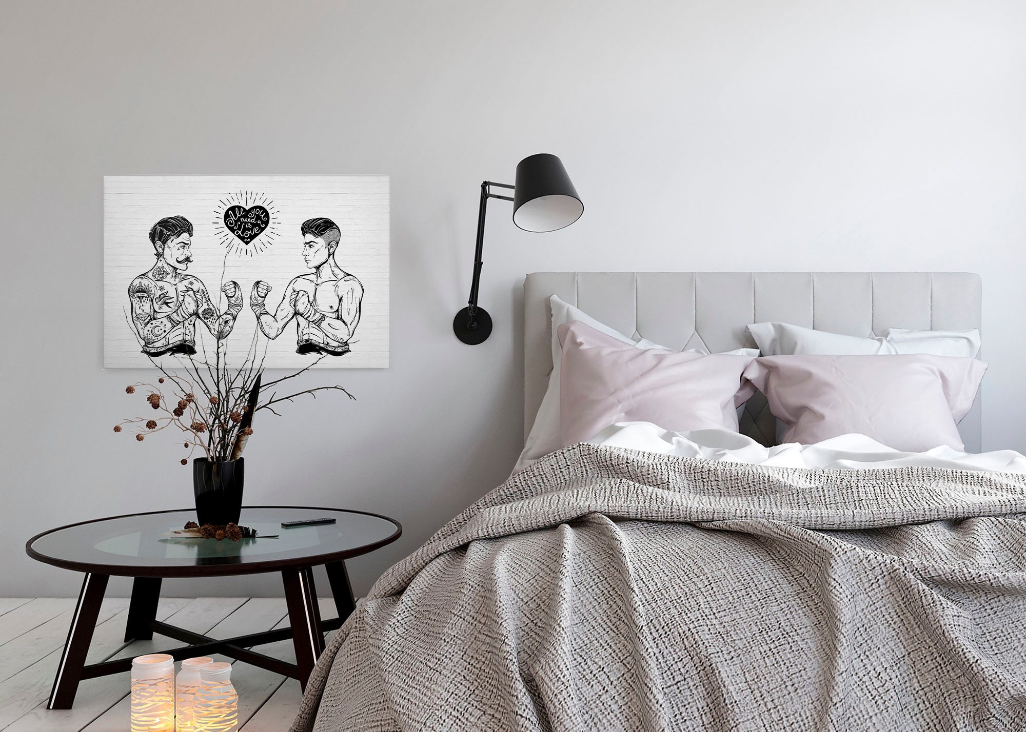 A.S. Création Leinwandbild »iconic«, Kunst-Modern-Kinder, (1 St.), Schwarz-Weiß Zeichnung Rockabilly Keilrahmen Leinwand-Bild Wohnzimmer