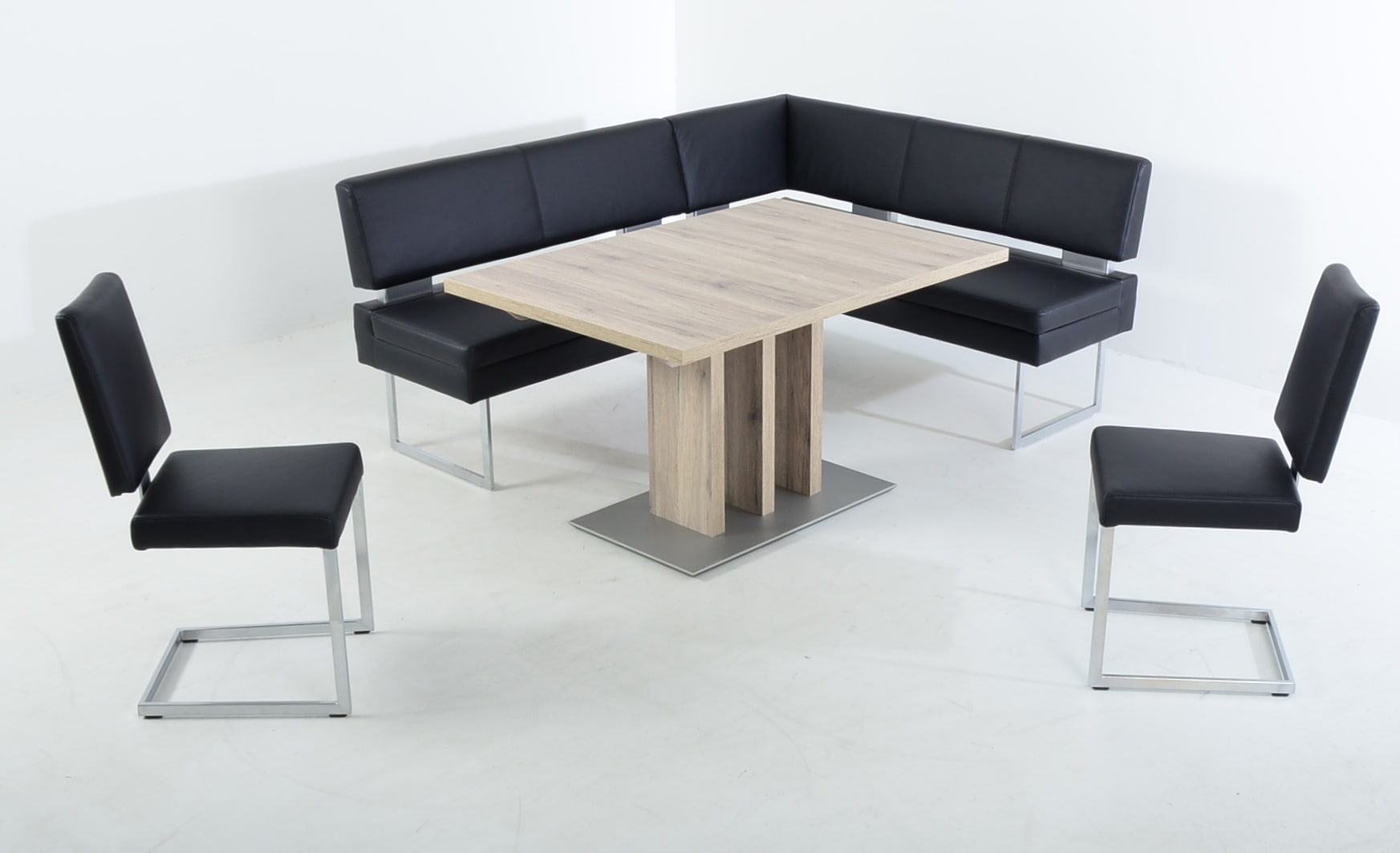 K+W Komfort & Wohnen Essgruppe 4 Stk. tlg. langer Schenkel links oder rechts, 2 Freischwinger, 1 Funktionstisch