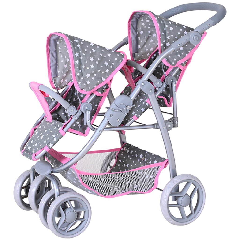 Knorrtoys® Puppen-Zwillingsbuggy »Milo - Star Grey«