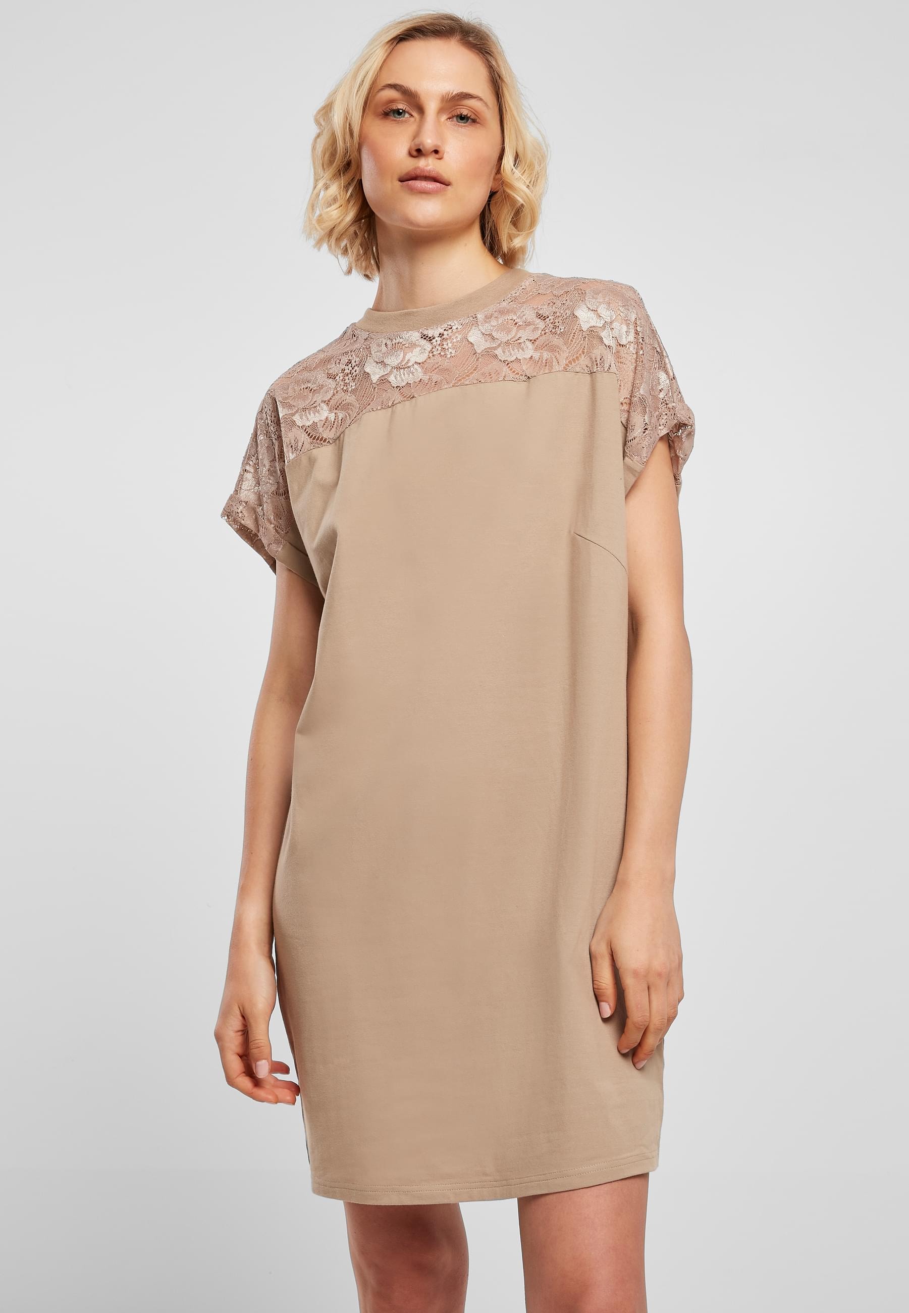 URBAN CLASSICS Shirtkleid »Urban Classics Damen Ladies Lace Tee Dress«, (1 tlg.)