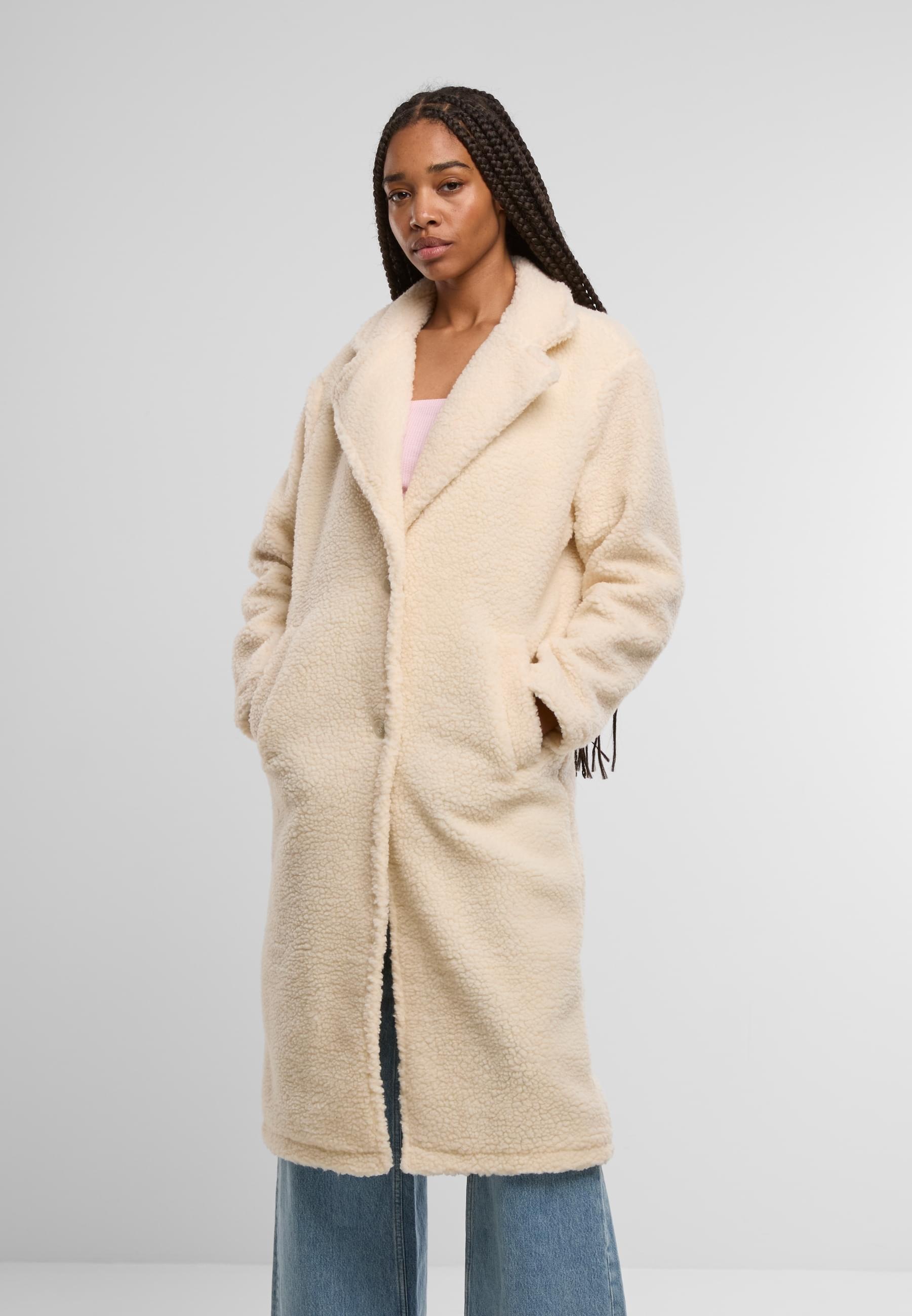 URBAN CLASSICS Winterjacke »Urban Classics Ladies Teddy Long Coat«, (1 St.), ohne Kapuze