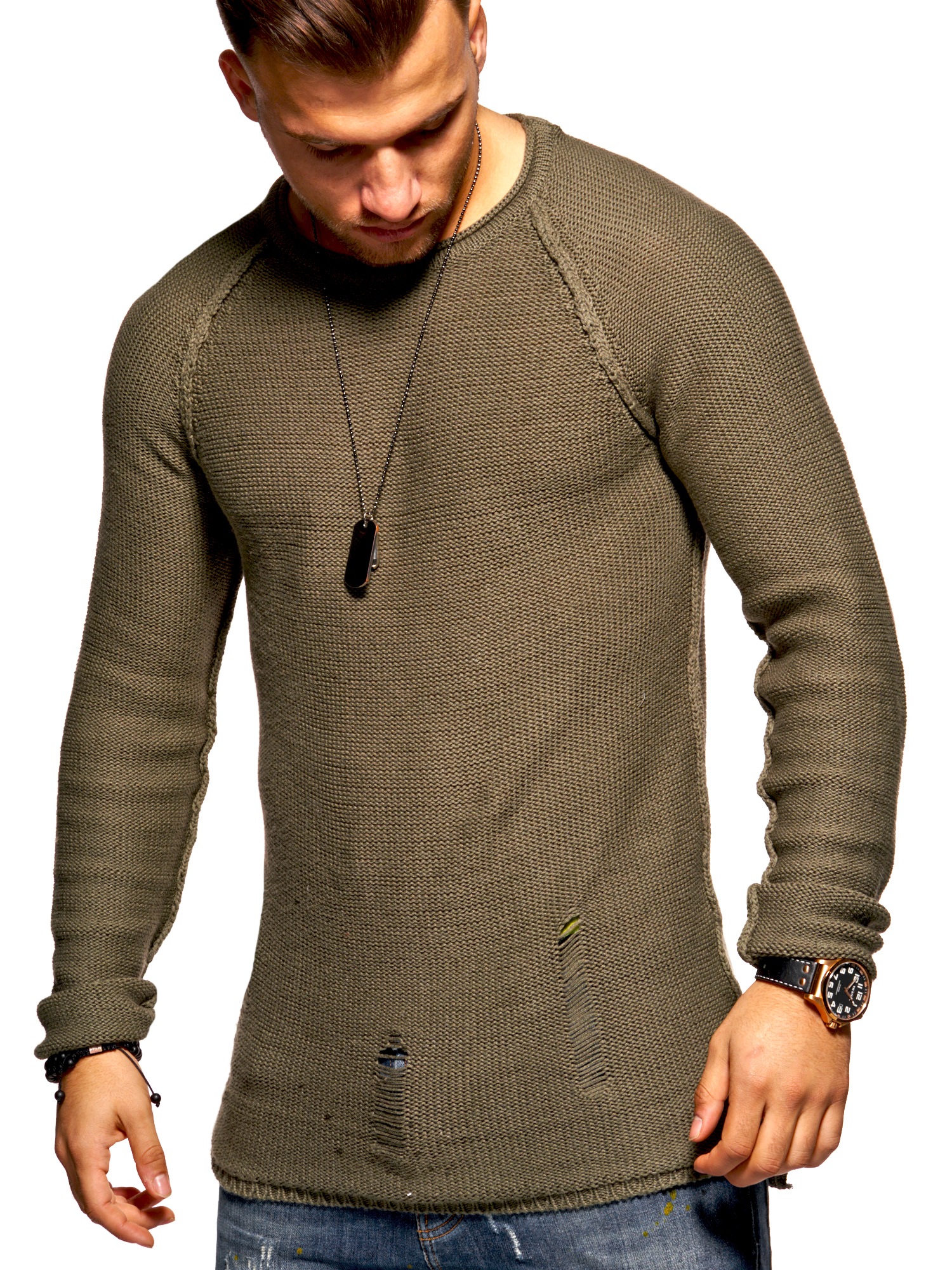2Y Premium Strickpullover »JOSCHUA«, mit Destroyed-Elementen
