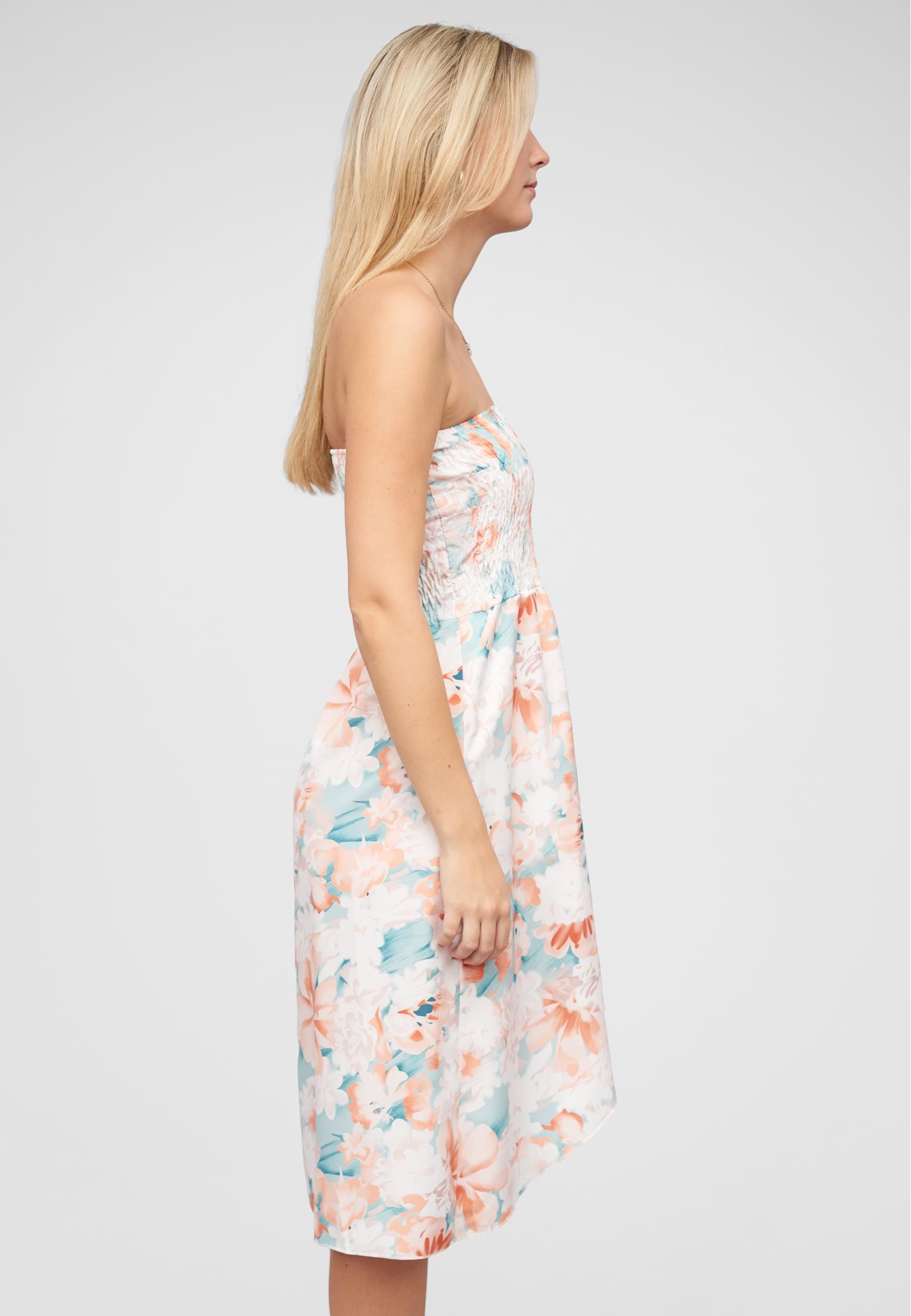 CLOUD 5IVE Shirtkleid »CLOUD 5IVE Bandeau Kleid in Wrap Look und AOP Blumen Print«, (1 tlg.)