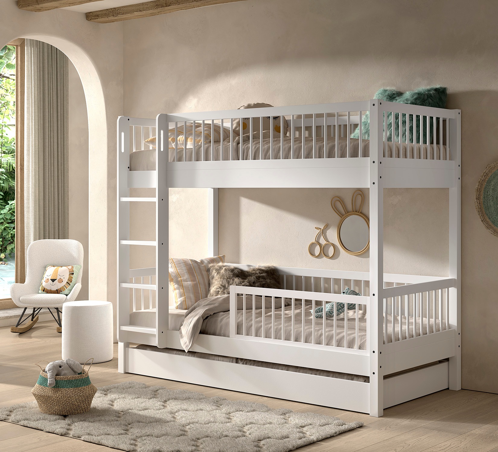 Home affaire Etagenbett "Buche massiv weiß, Made in Europe, langlebige Qual günstig online kaufen