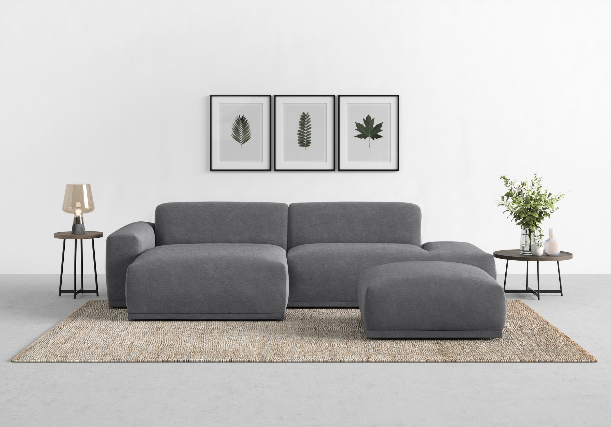 TRENDMANUFAKTUR Ecksofa Braga, aus 2 Teilen, moderner Cord-Stoff