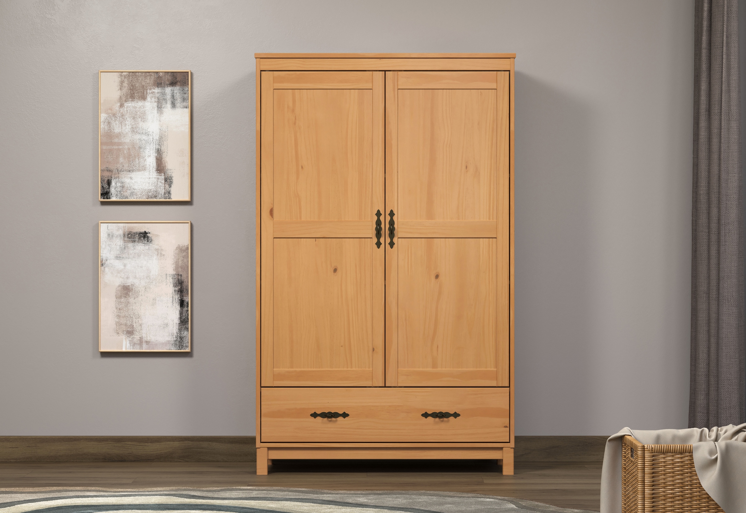 Home affaire Kleiderschrank "Sandnes", (1 St.), Drehtürenschrank aus Massiv günstig online kaufen