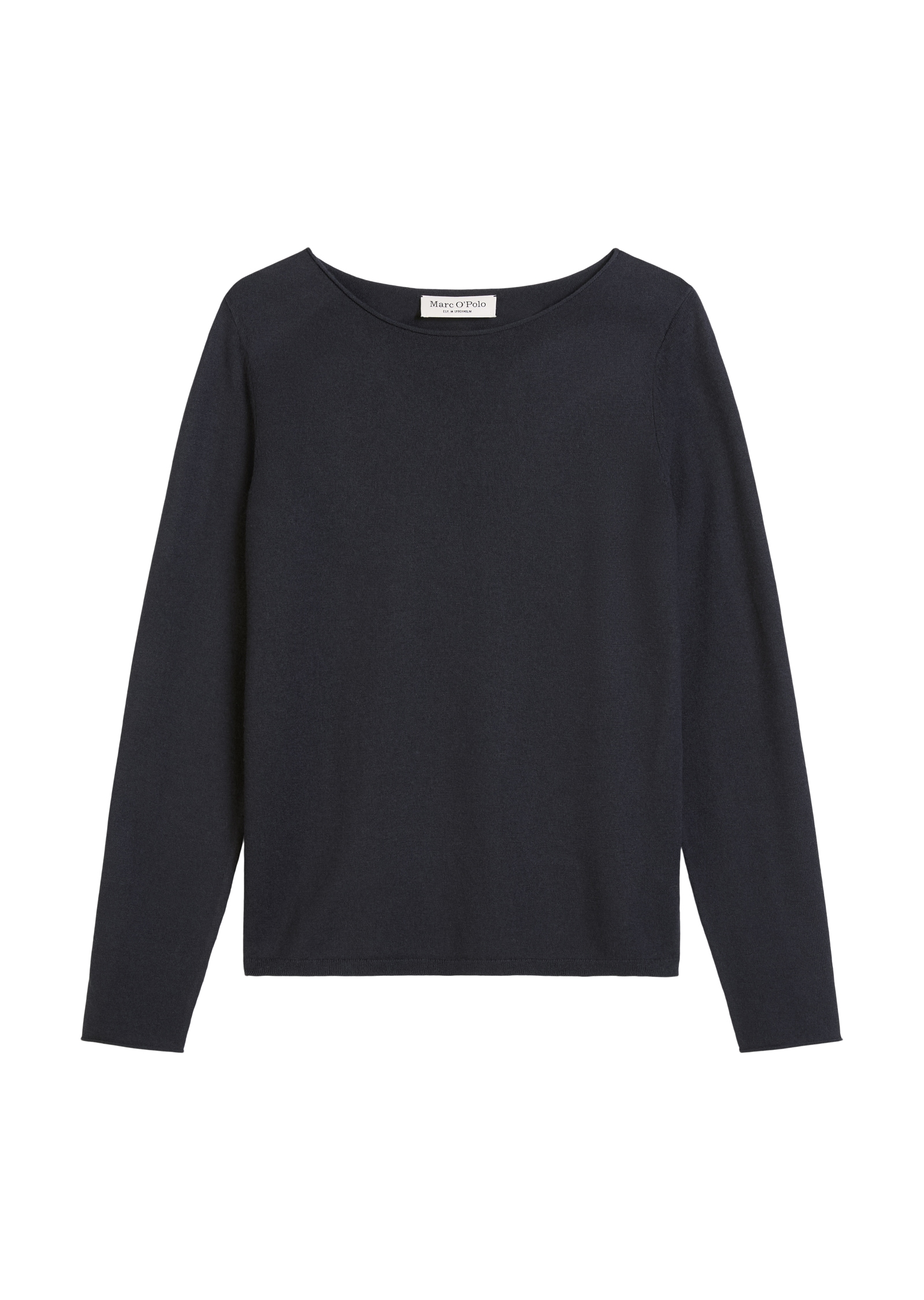 Marc O'Polo Strickpullover, mit Rollkante, aus softem Schurwoll-Mix, U-Boot-Ausschnitt
