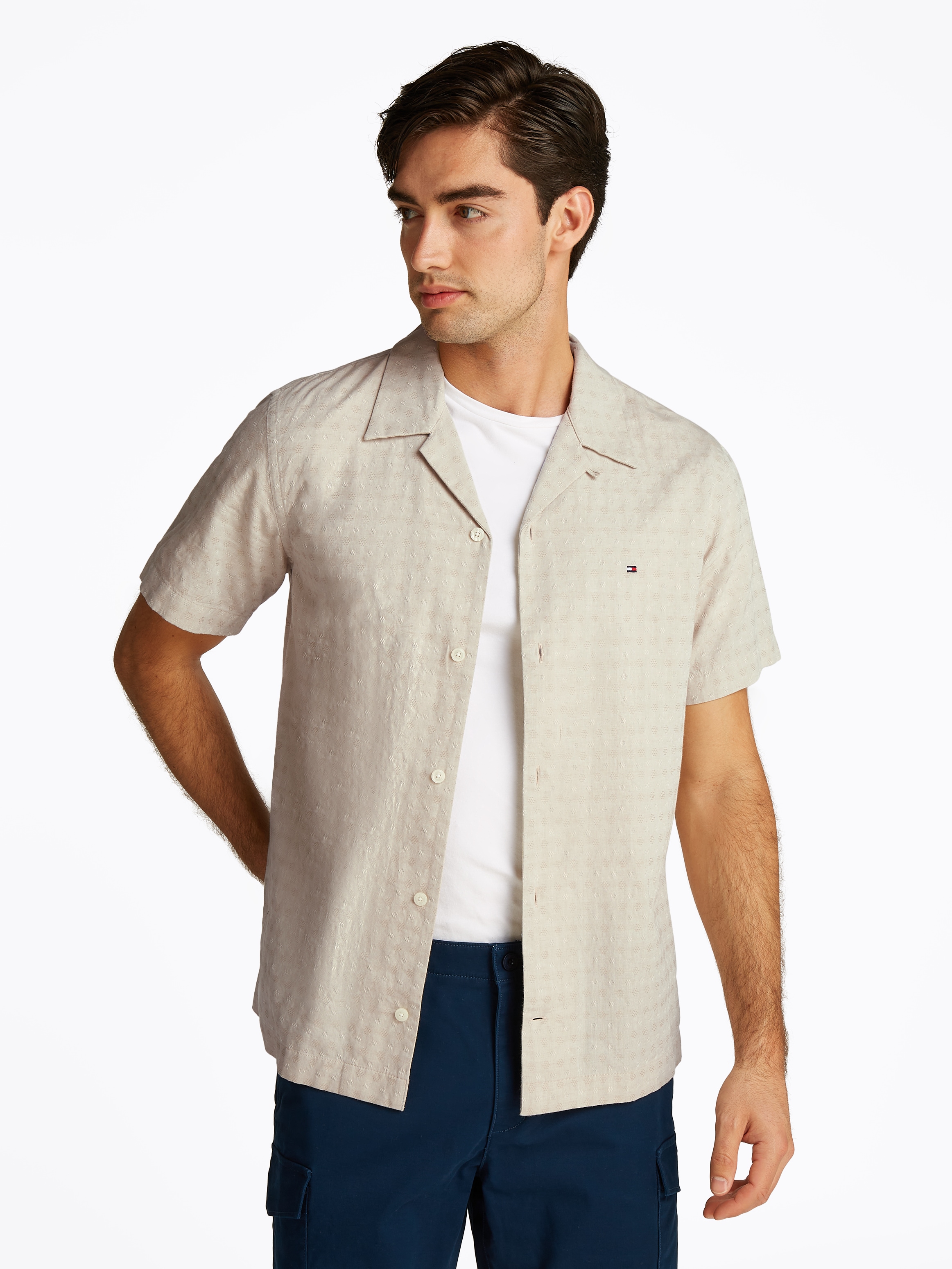 Tommy Hilfiger Kurzarmhemd "COTTON LINEN DOBBY SS Regular Fit SHIRT" günstig online kaufen