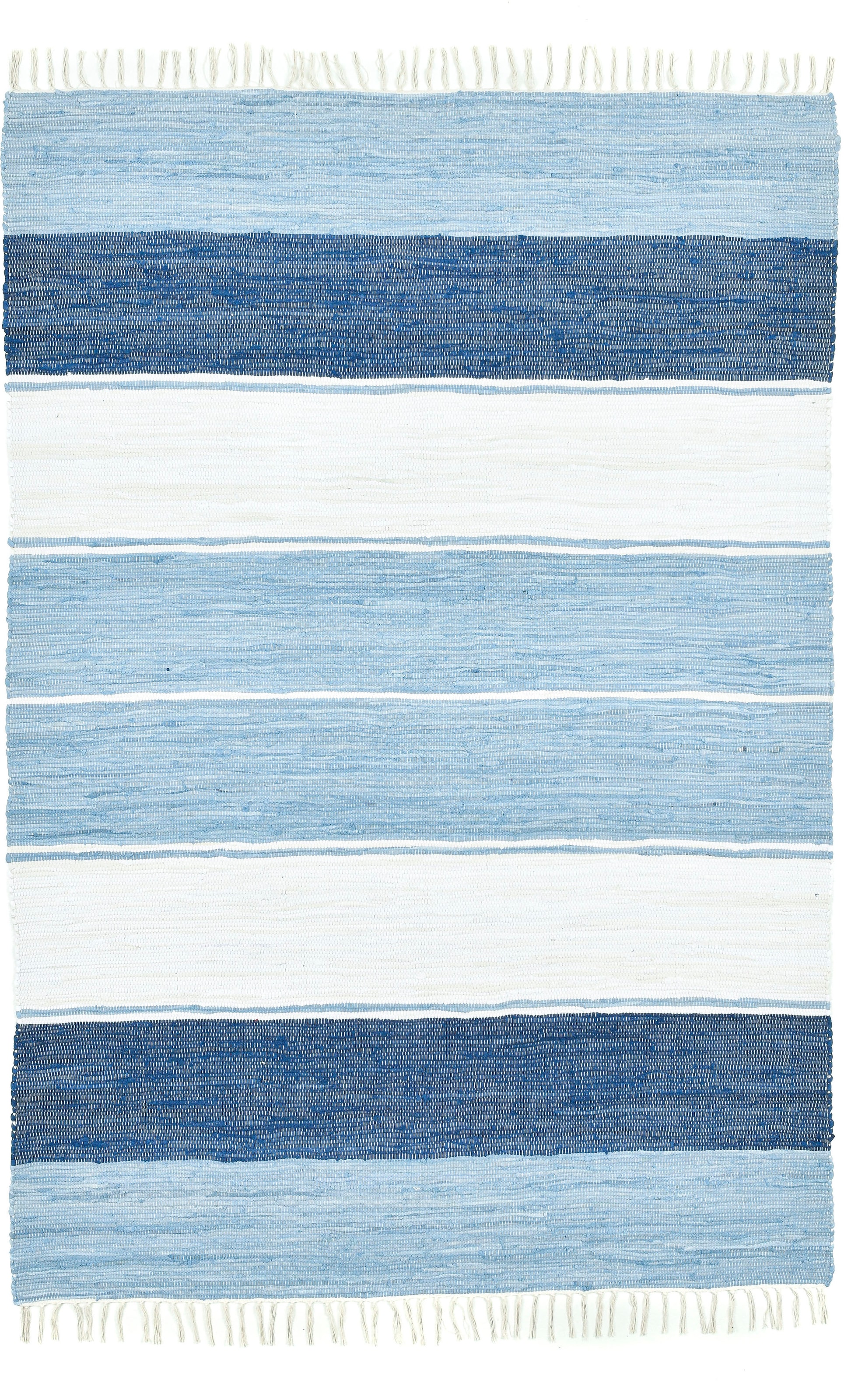 THEKO Teppich »Stripe Cotton«, rechteckig, Flachgewebe, gestreift, reine Baumwolle, handgewebt, mit Fransen