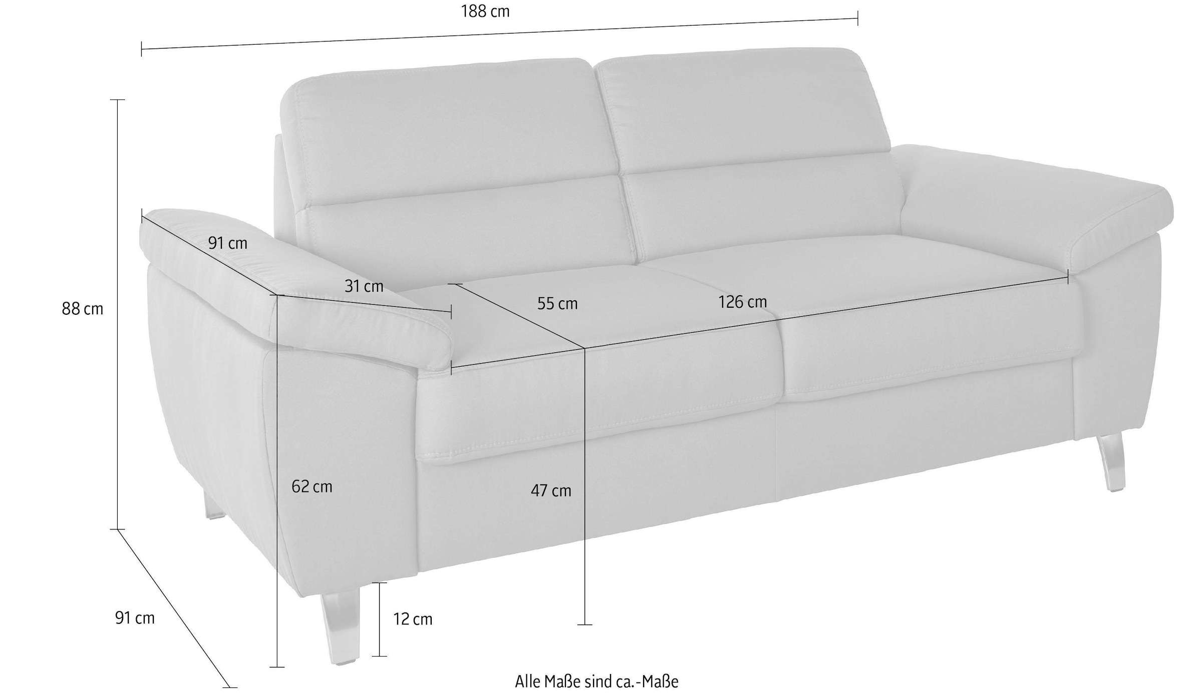 sit&more 2,5-Sitzer »Sorano«, Breite 188 cm