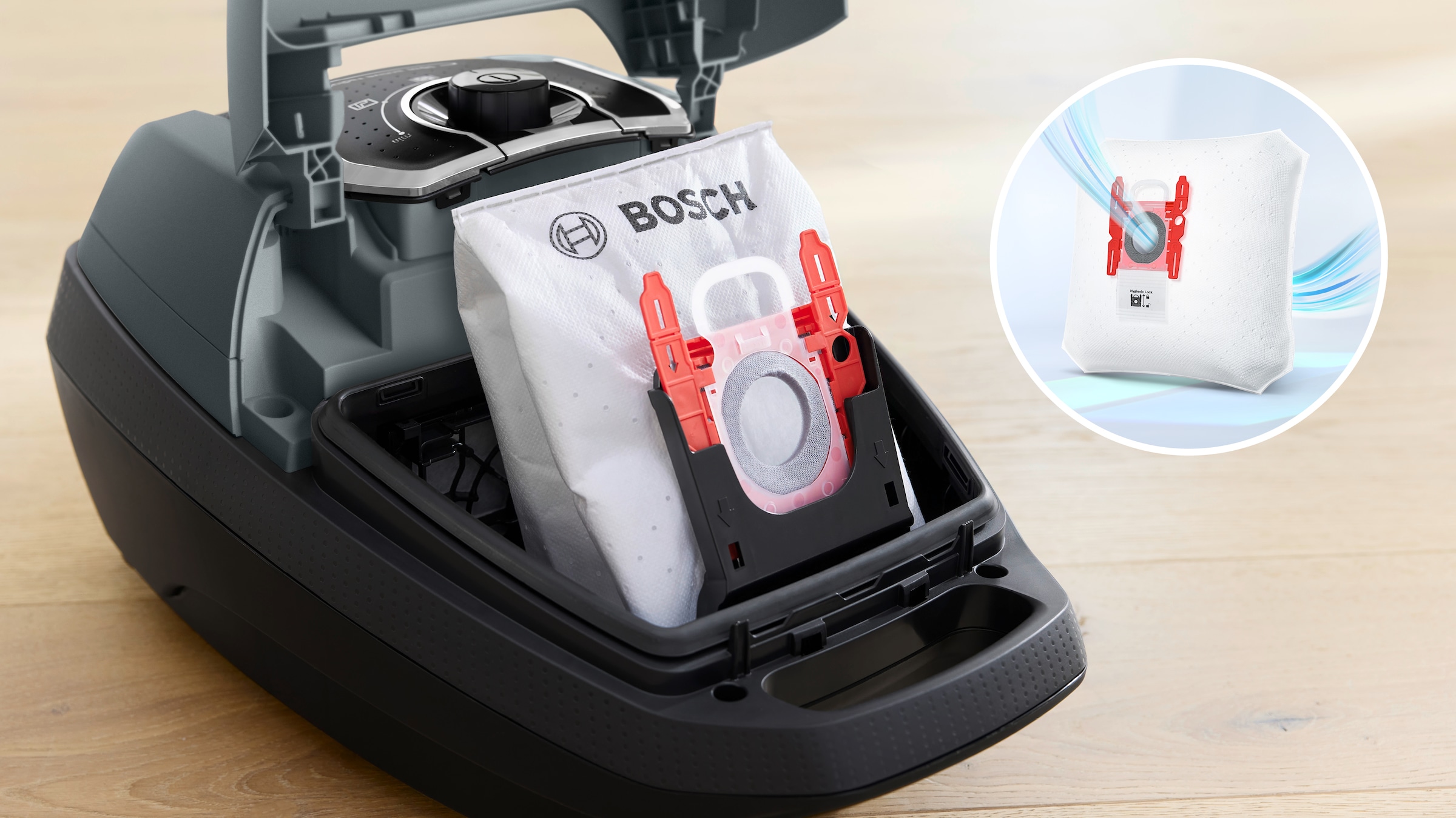 BOSCH Bodenstaubsauger »Serie 8 BGL75X1PRQ, für Allergiker, 10 Jahre Motorgarantie, leise« 750 W mit Beutel Hygiene-Filter, Hartbodendüse, XXL-Polsterdüse, langes Kabel, grau