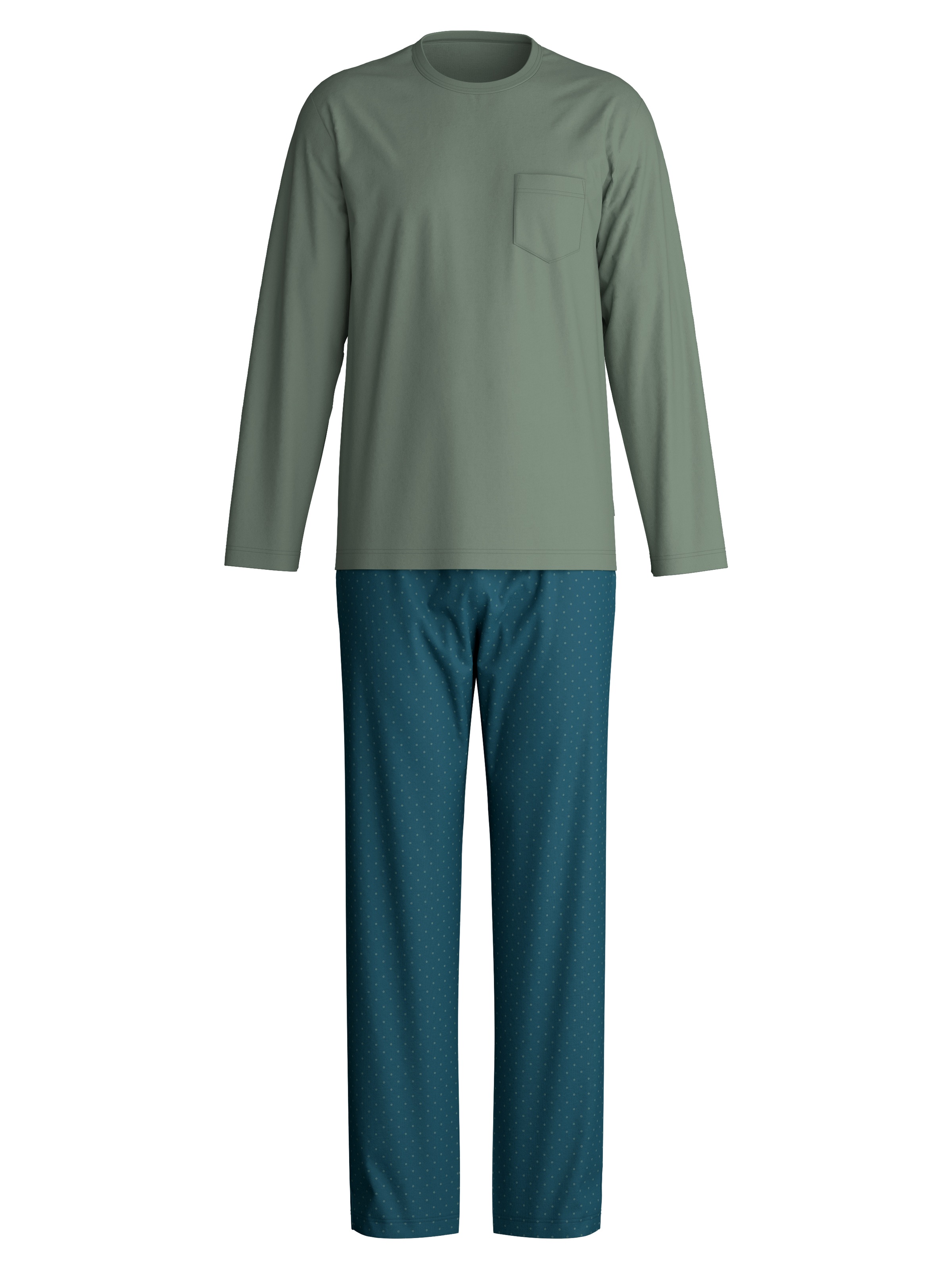 CALIDA Schlafanzug »Relax Imprint 1« 2 tlg. Langarm-Shirt & Hose mit geradem Bein