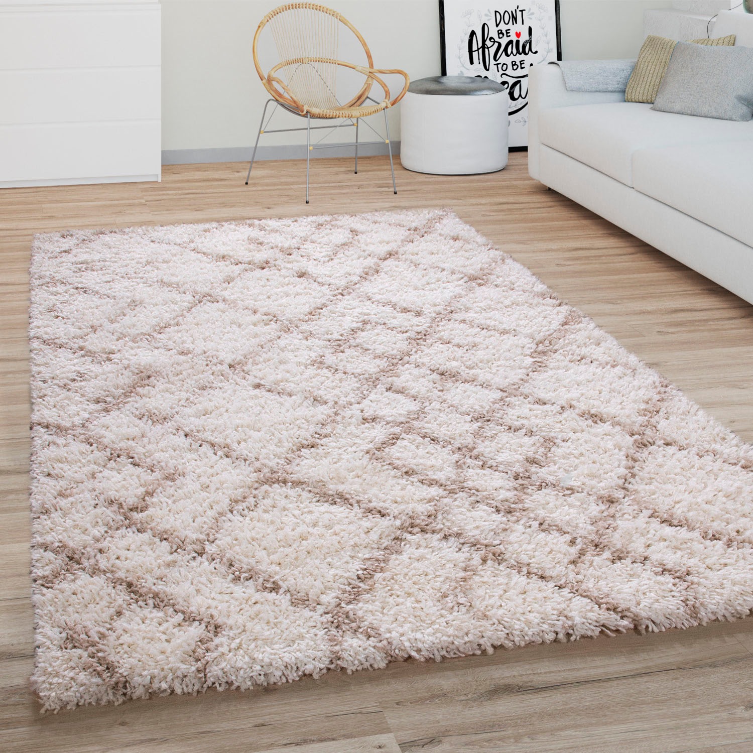 Paco Home Hochflor-Teppich "Kalmar 449" rund 44 mm Höhe Shaggy, Scandi Desi günstig online kaufen