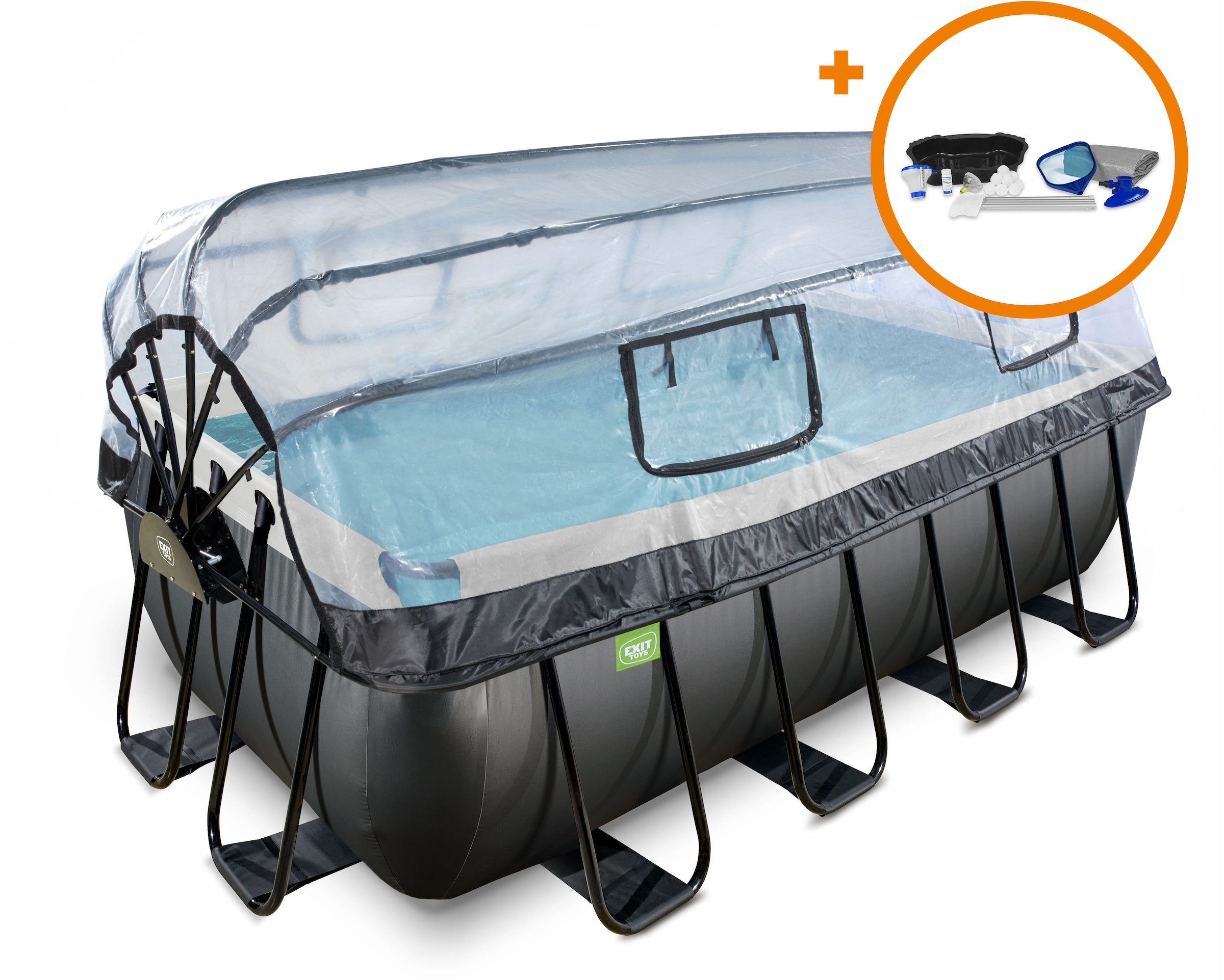 Framepool »»Black Leather Pool««, (Set), mit Sandfilterpumpe und Abdeckung und...