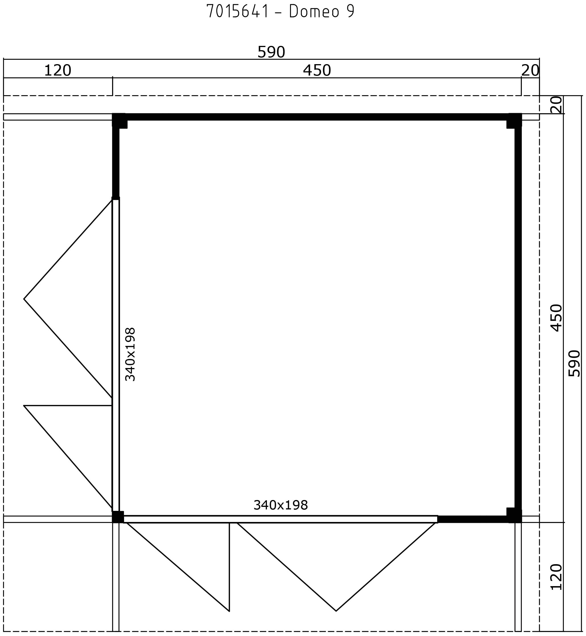 LASITA MAJA Gartenhaus »DOMEO 9 NATUR/ANTHRAZIT«, (Set), mit Überdachung, Fundamentmass 1200+4500 x 1200+4500, Naturbelassen