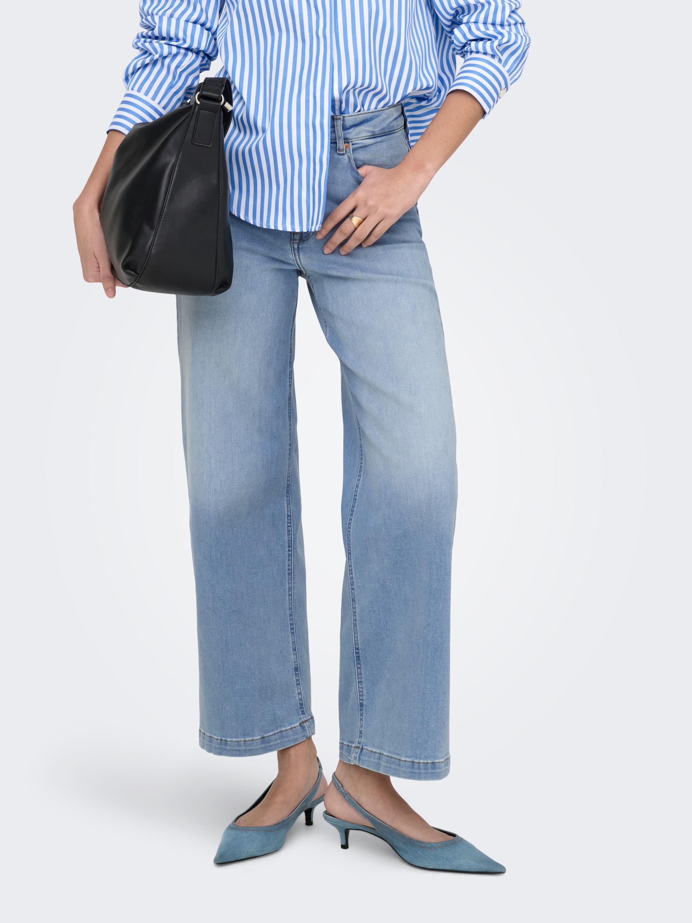 ONLY High-waist-Jeans »ONLMADISON BLUSH HW CP WD DNM CRO371NOOS« wide fit, knöchelfrei