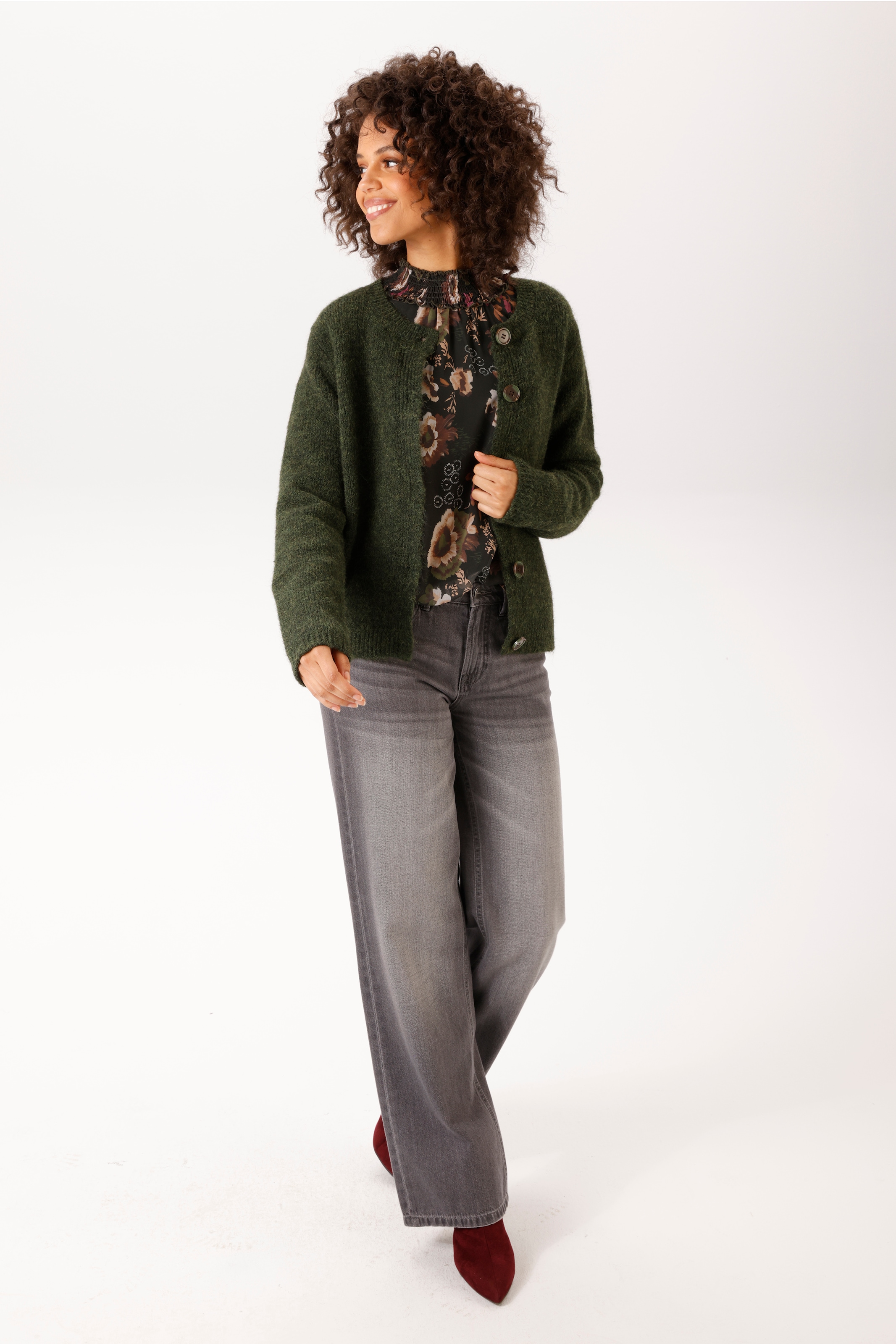 Aniston CASUAL Strickjacke aus bunt meliertem, flauschig weichem Garn - NEUE KOLLEKTION
