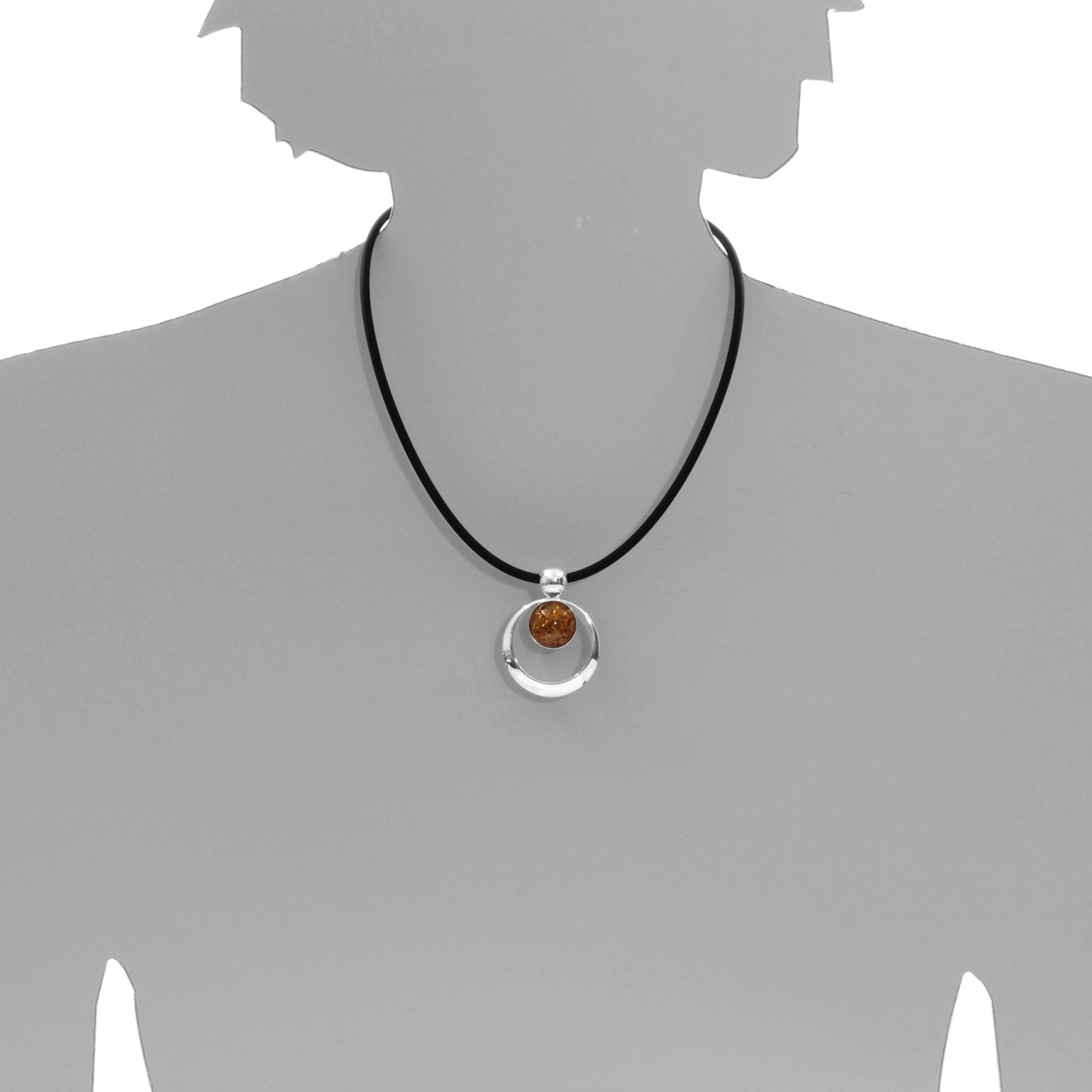 Halsreif OSTSEE-SCHMUCK "Ostsee-Schmuck Halsreif mit Anhänger Lenka - Kautschukreif" Gr. 42, silber, Halsketten, Damen, 42cm, Silber 925 (Sterlingsilber), L: 42 6