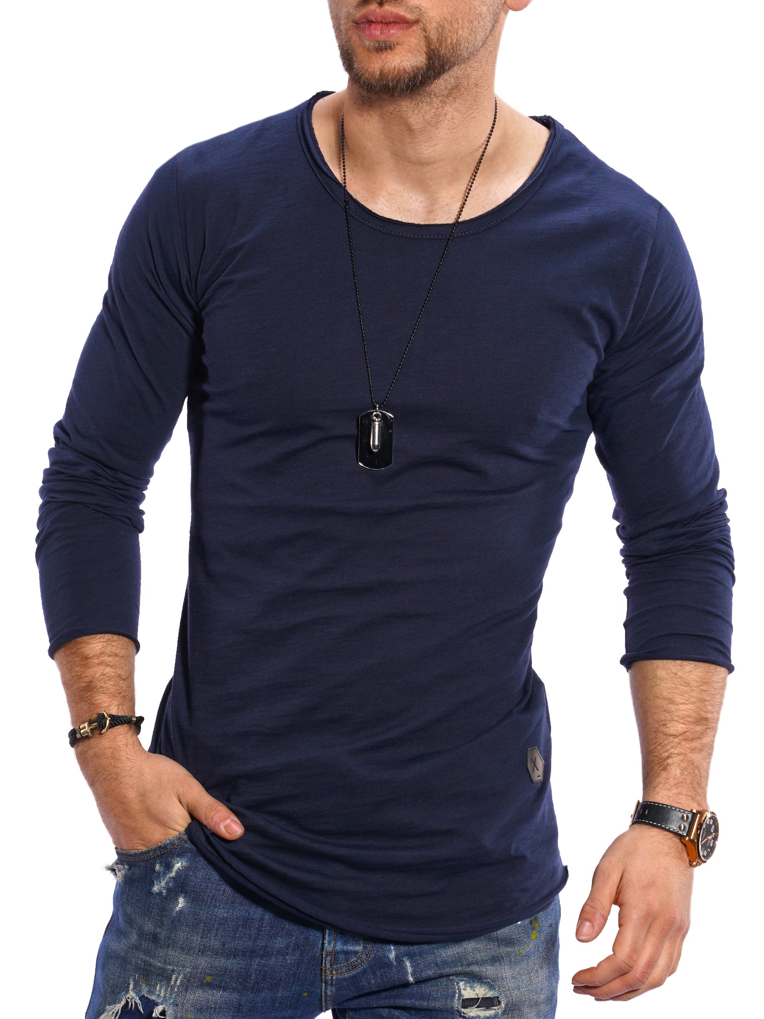 behype 1100000002199 "Dust L/S" mit weitem Halsausschnitt